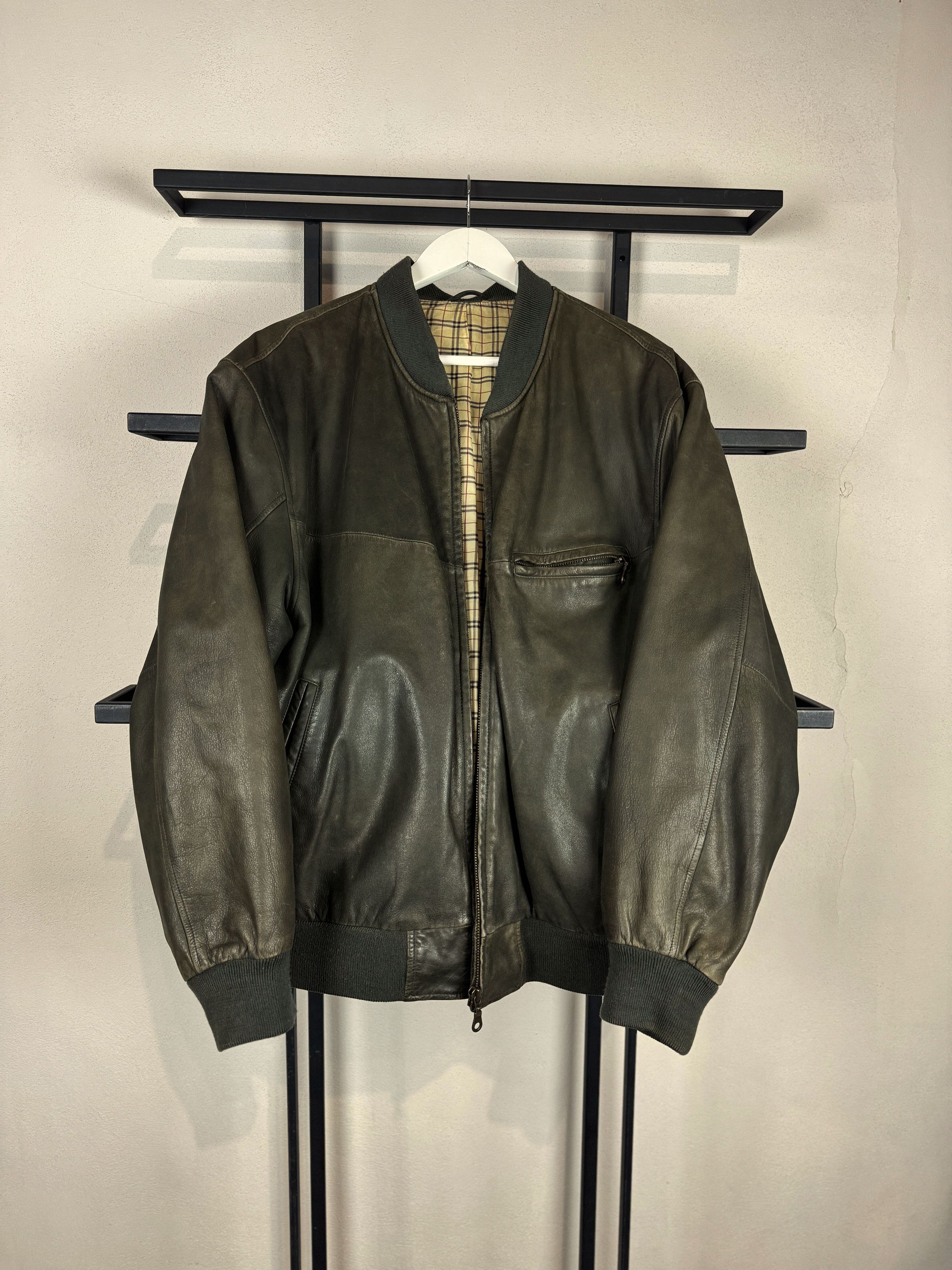 Issey Miyake Vintage Leather Bomber Jacket Minimal Zip Dark Core Style Size US S / EU 44-46 / 1 - 4 Thumbnail