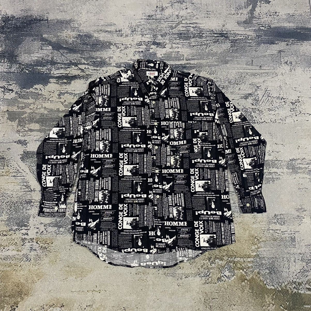 Vintage Brick Light NewSPaper Full Print Button Up