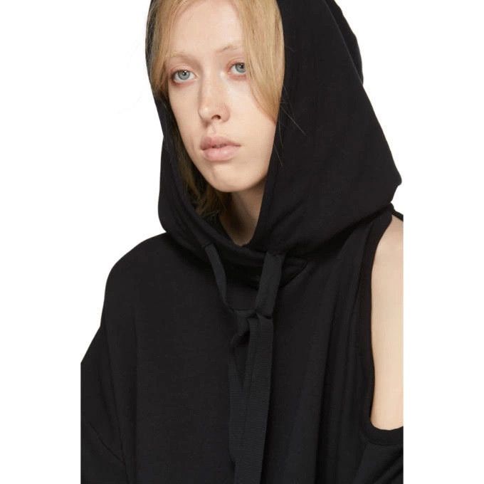 Ann Demeulemeester Ann Demeulemeester Black Tony Cold Shoulder Hoodie Size US XL / EU 56 / 4 - 14 Thumbnail