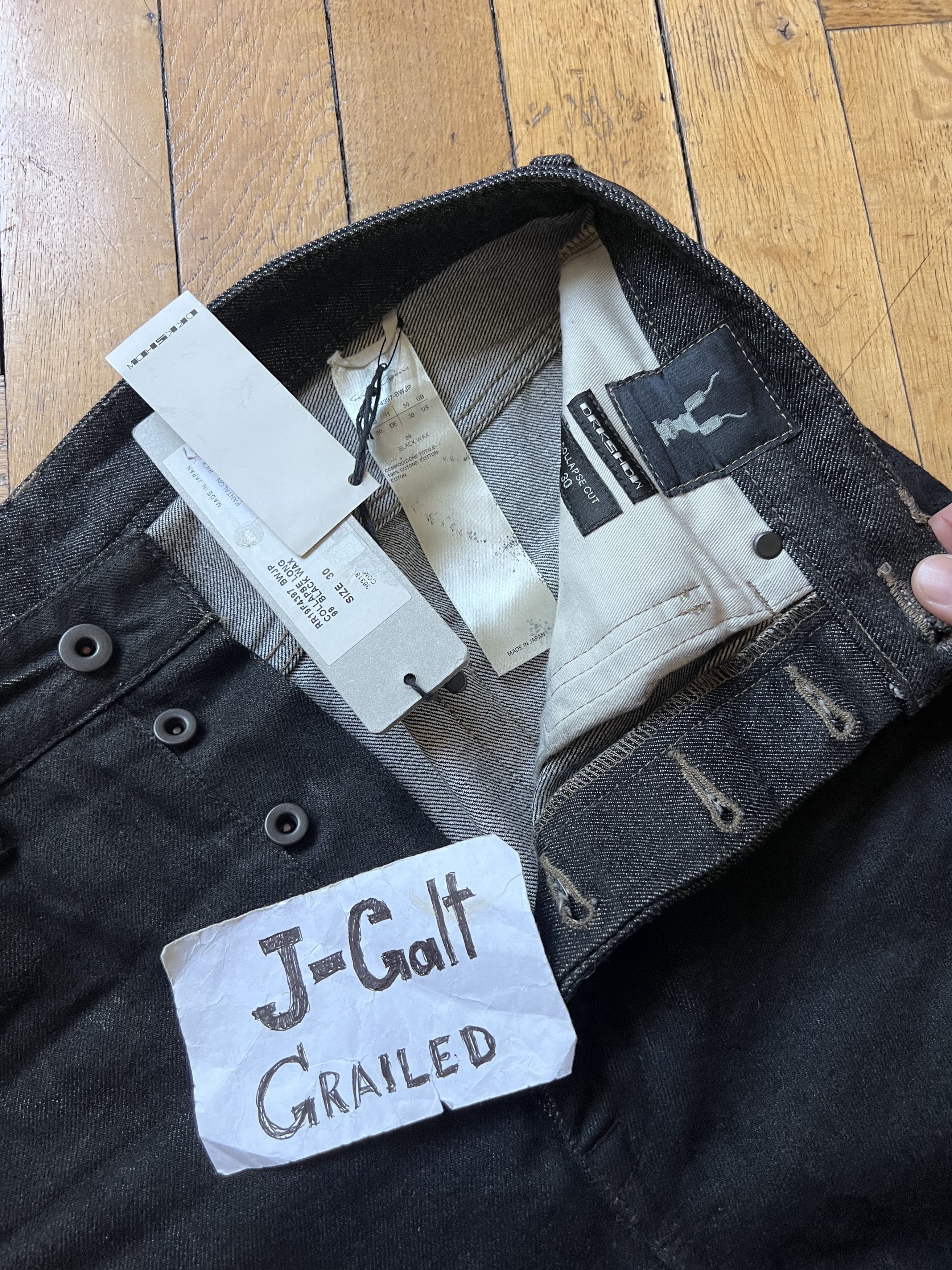 リック Rick Owens Collapse Cut Japan Denim / BlackWax