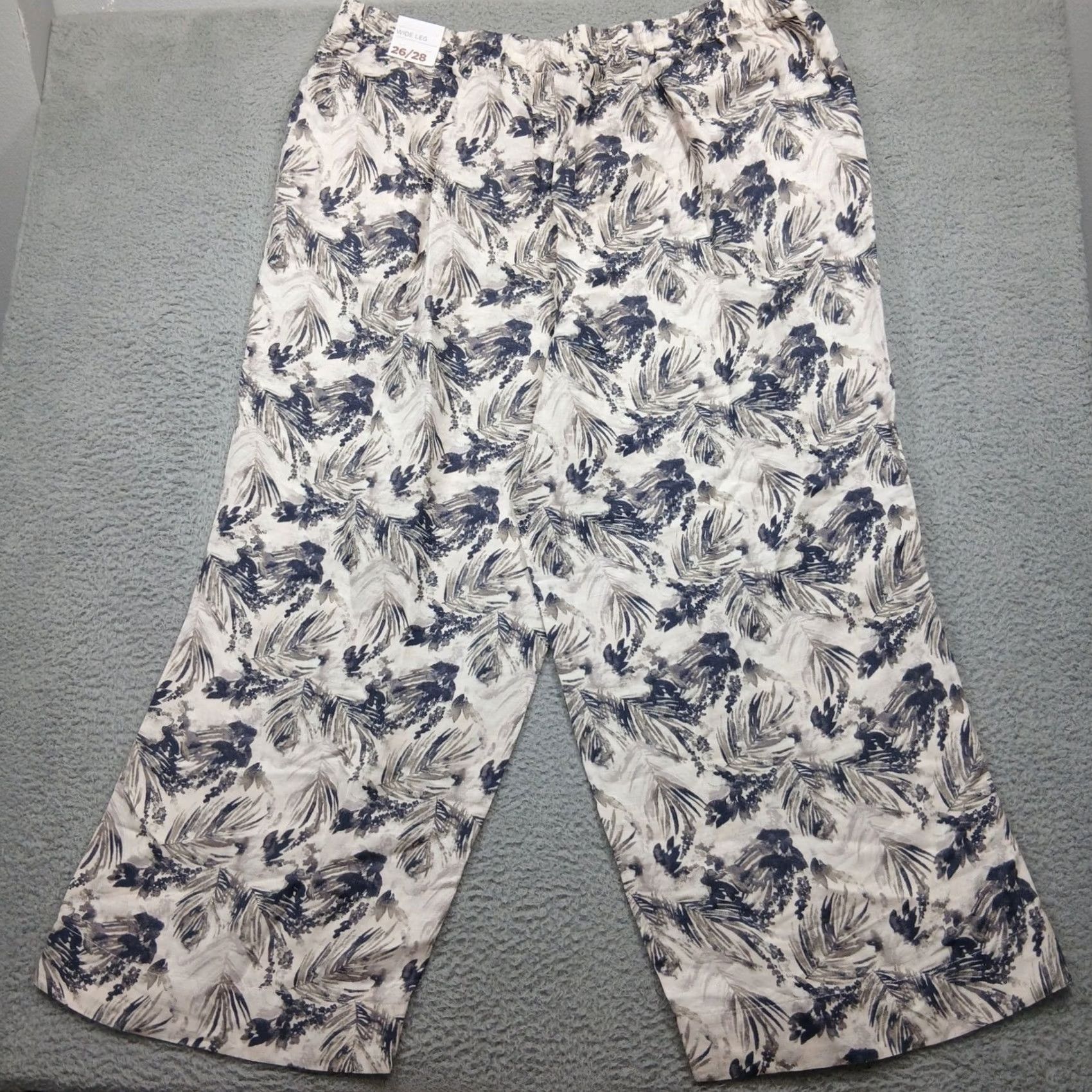 Vintage Lane Bryant Wide Leg Pants Women 26/28 Linen Rayon Floral Print NWT Size 26" / US 2 / IT 38 - 3 Thumbnail