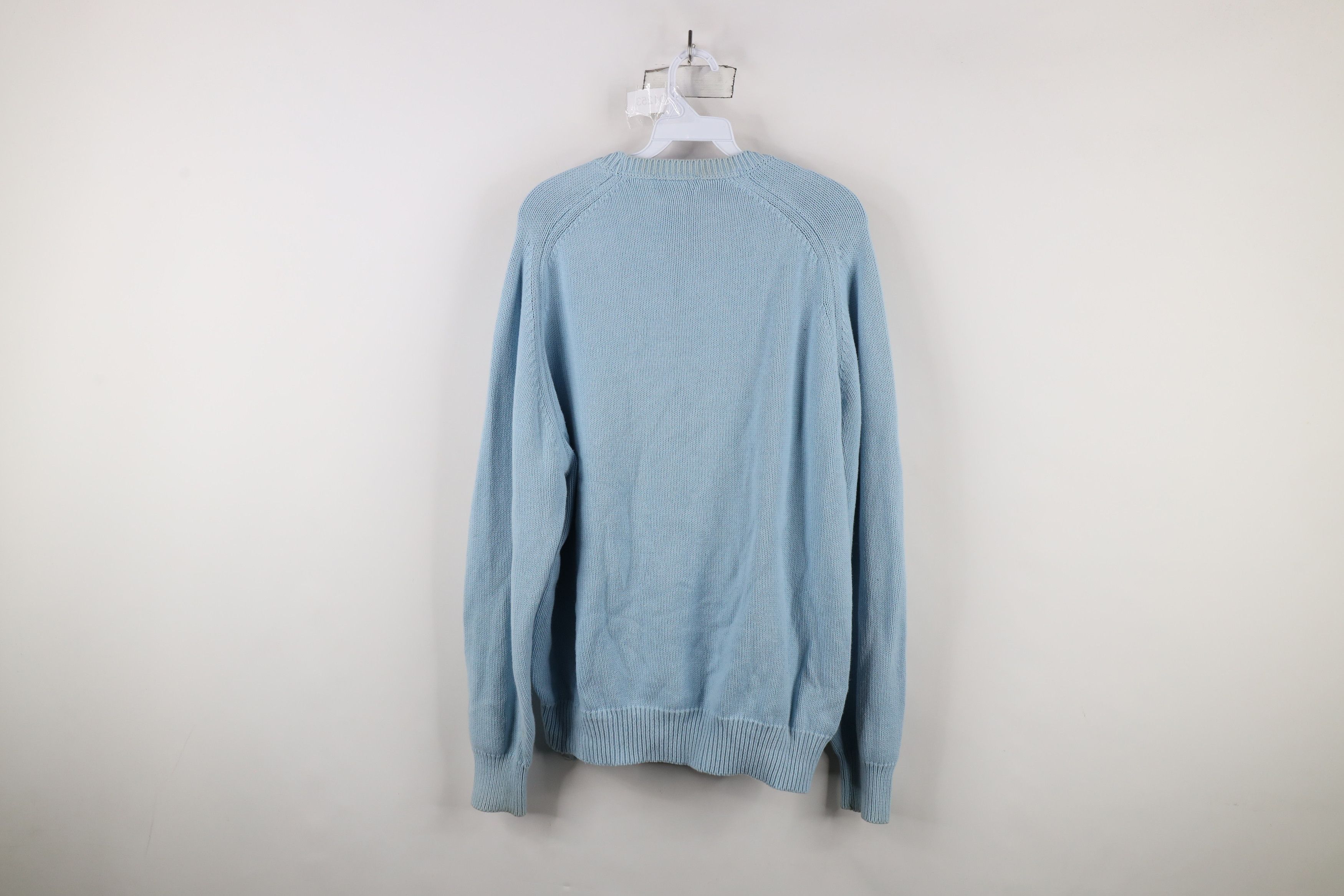 Lands' End × Vintage Vintage 90s Lands End Cotton Knit Sweater Carolina Blue USA Size US L / EU 52-54 / 3 - 11 Thumbnail