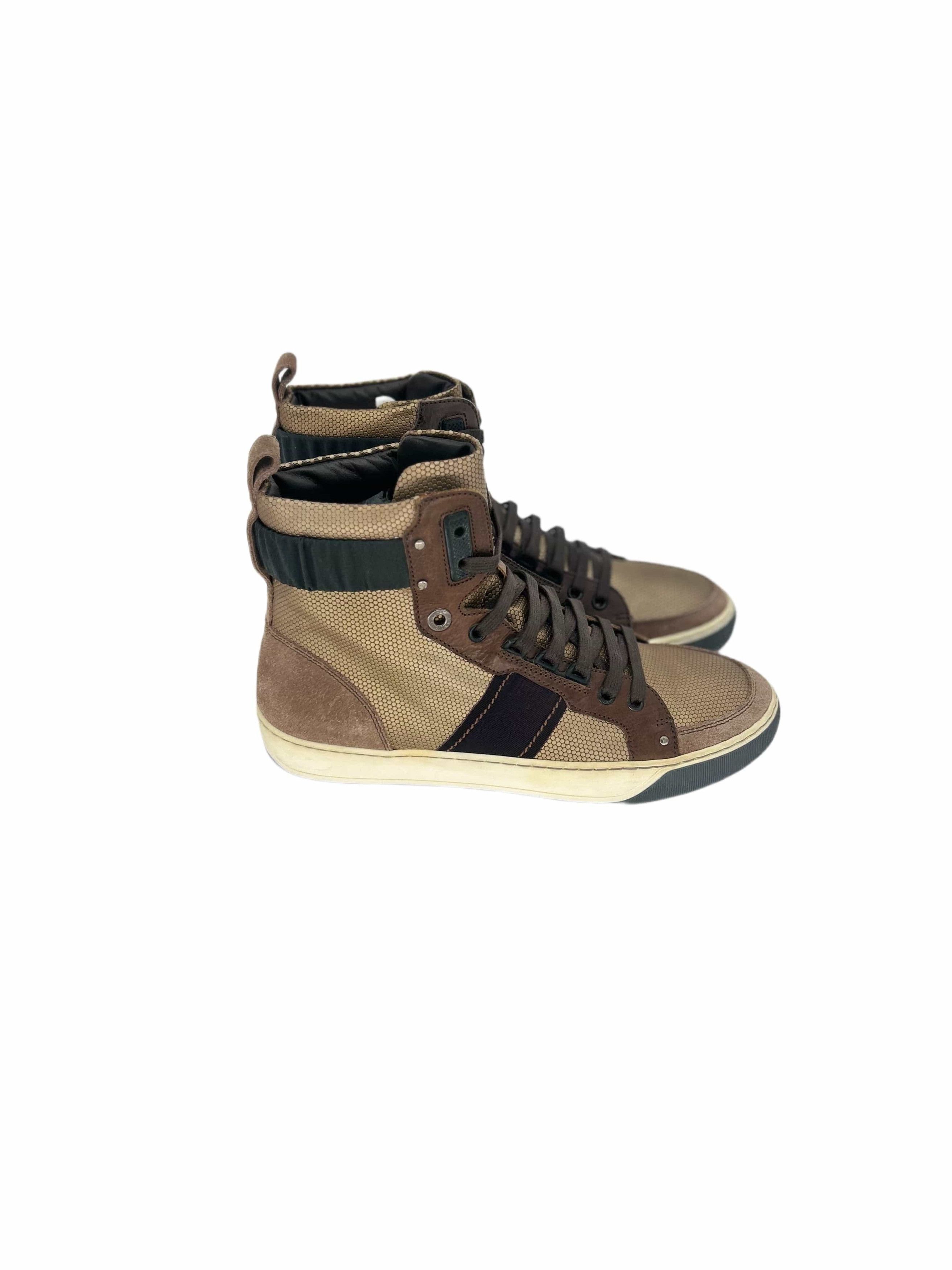 Lanvin Lanvin Brown Multi Fabric Hi Top Sneaker Size US 5 / EU 37 - 2 Thumbnail