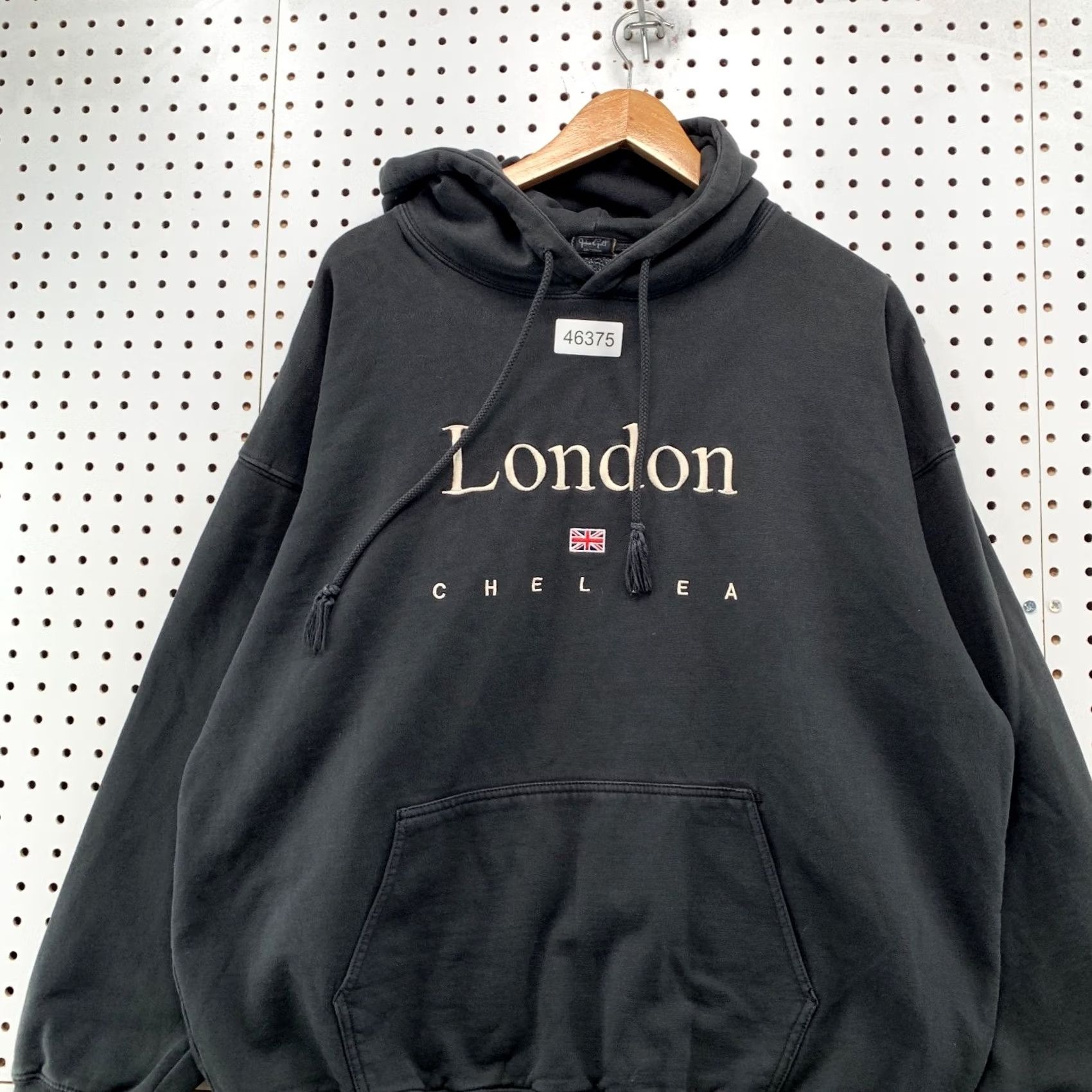 Vintage John Galt London Chelsea Hoodie Sweatshirt Womens Oversized Faded Black Pullover Size ONE SIZE - 2 Thumbnail