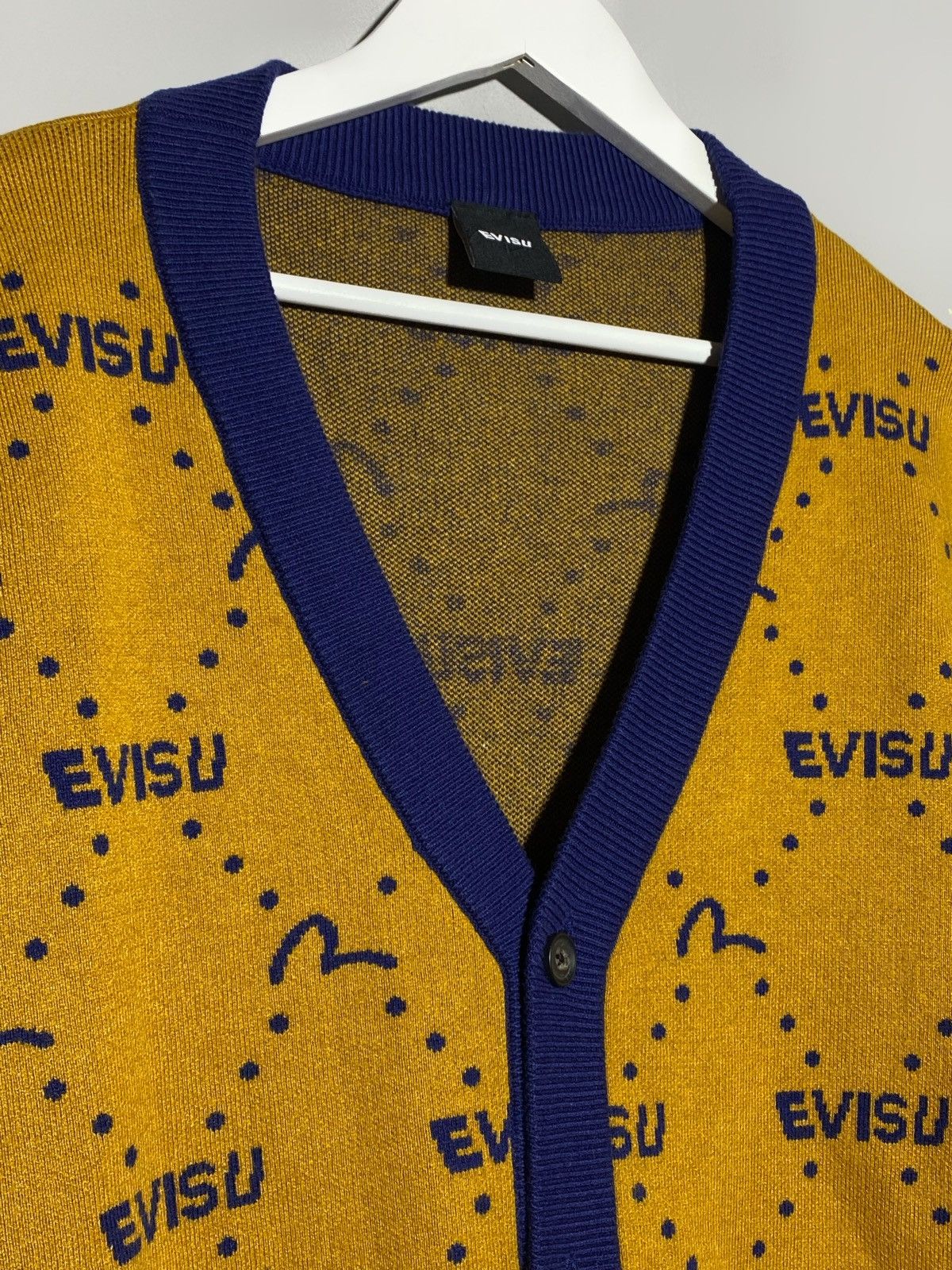 Evisu Evisu V-Neck Cardigan Monogram Pattern Rare Find Size US M / EU 48-50 / 2 - 5 Thumbnail
