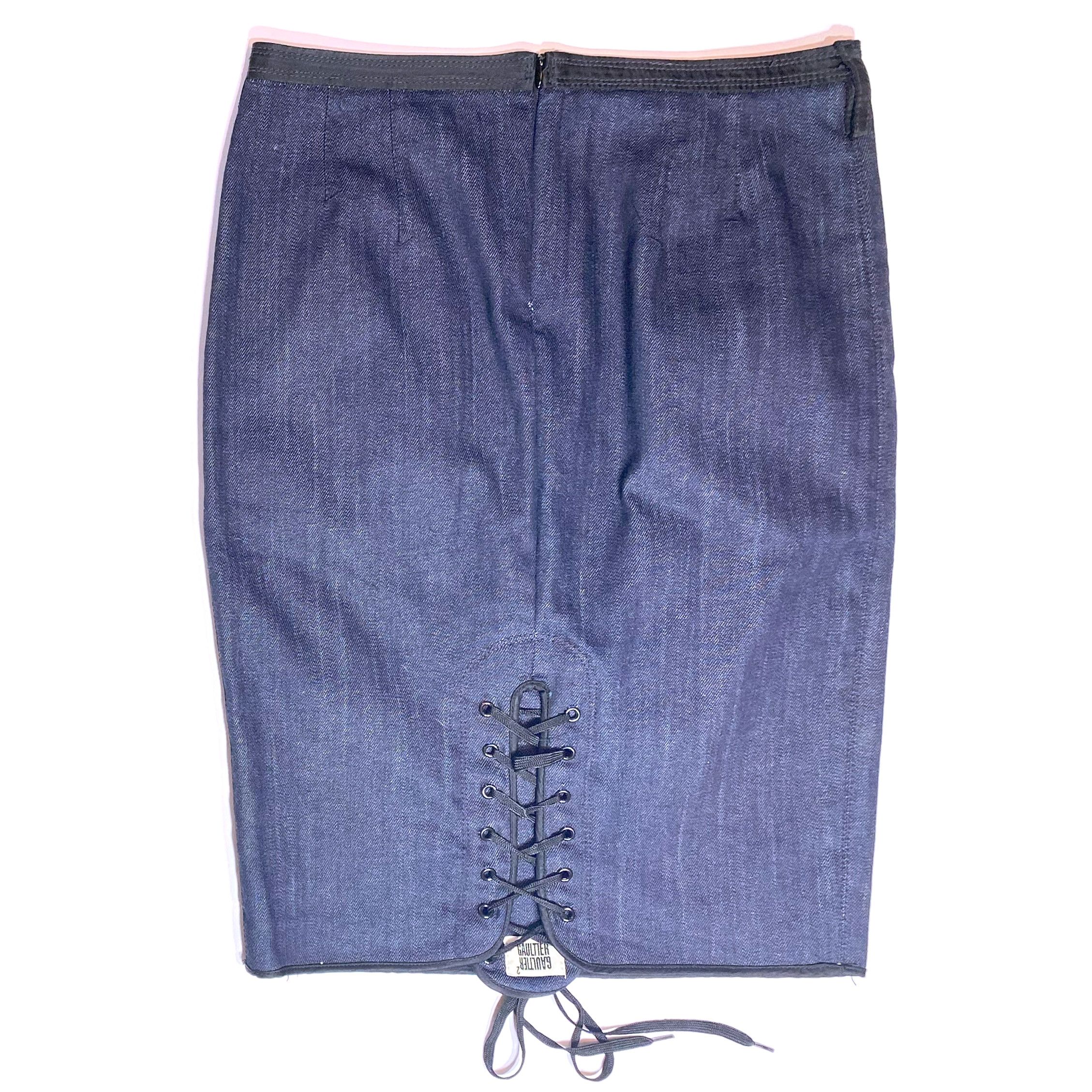 Jean Paul Gaultier GAULTIER2 Jean Paul Gaultier Lace-up Jeans Denim Skirt Size 28" / US 6 / IT 42 - 2 Thumbnail