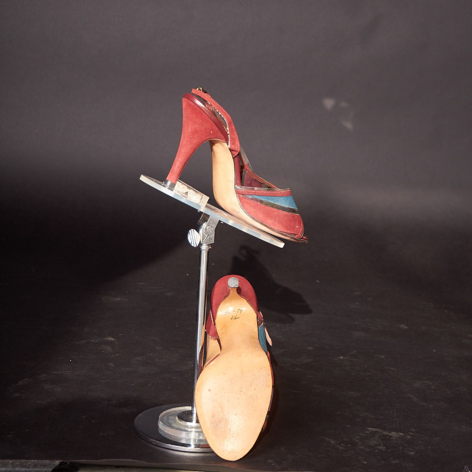 Vintage 1950s D’Antonio Peep Toe Clear and Suede Heels Shoes Size US 6.5 / IT 36.5 - 5 Thumbnail