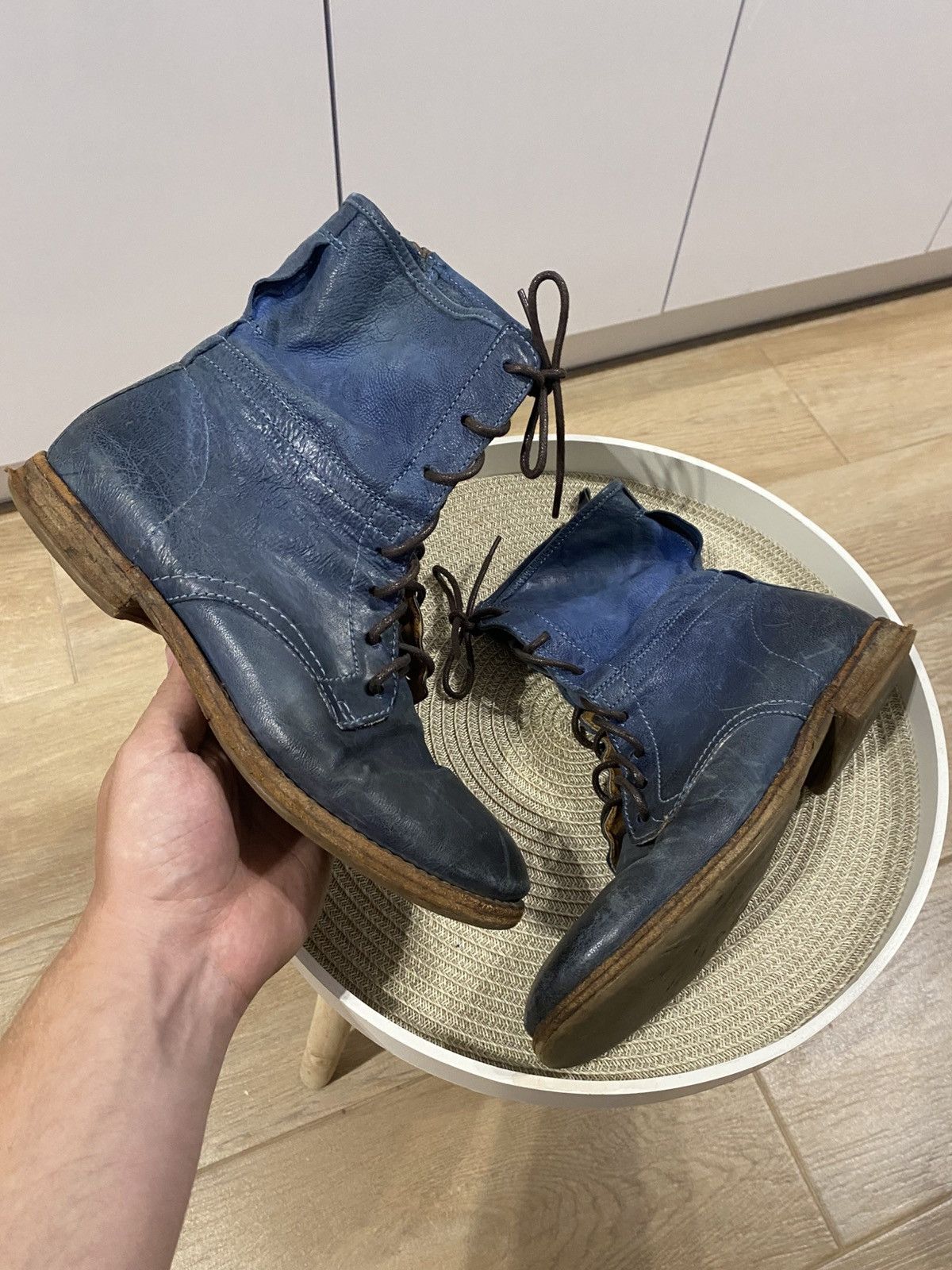A.S.98 Blue Leather Avantgarde Boots Size: 40