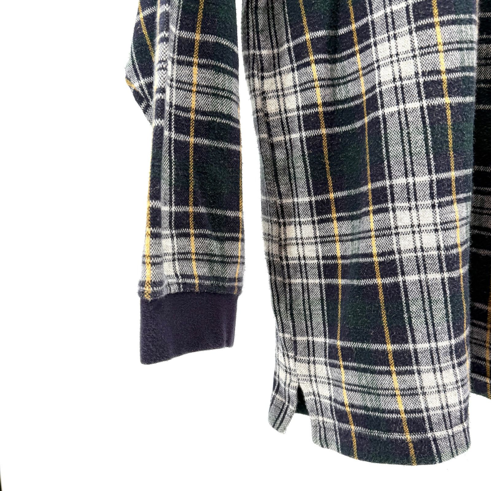 Lord & Taylor Vintage 90s 100% Cotton Blue Green Woven Knit Plaid Polo Size L / US 10 / IT 46 - 3 Thumbnail
