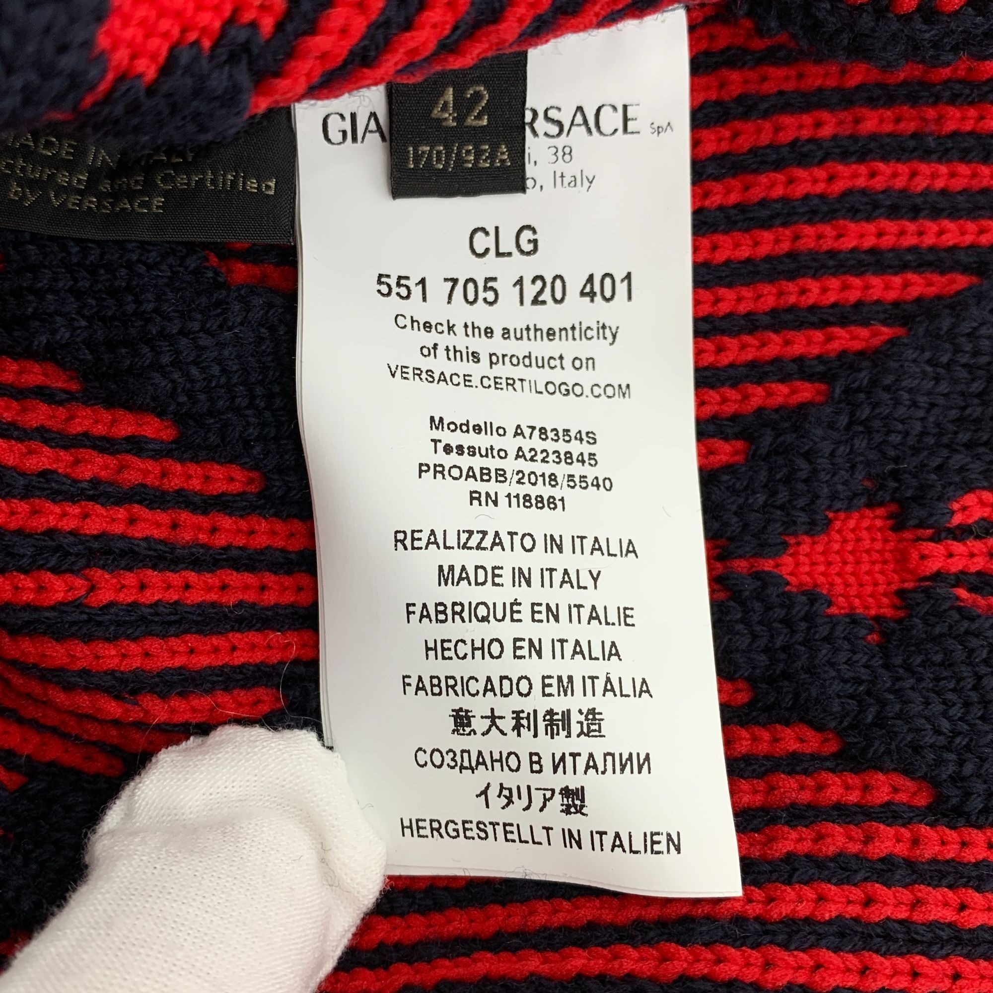 Versace Versace Geometric Knit Sweater Size 42 Red & Black Wool Size M / US 6-8 / IT 42-44 - 5 Thumbnail