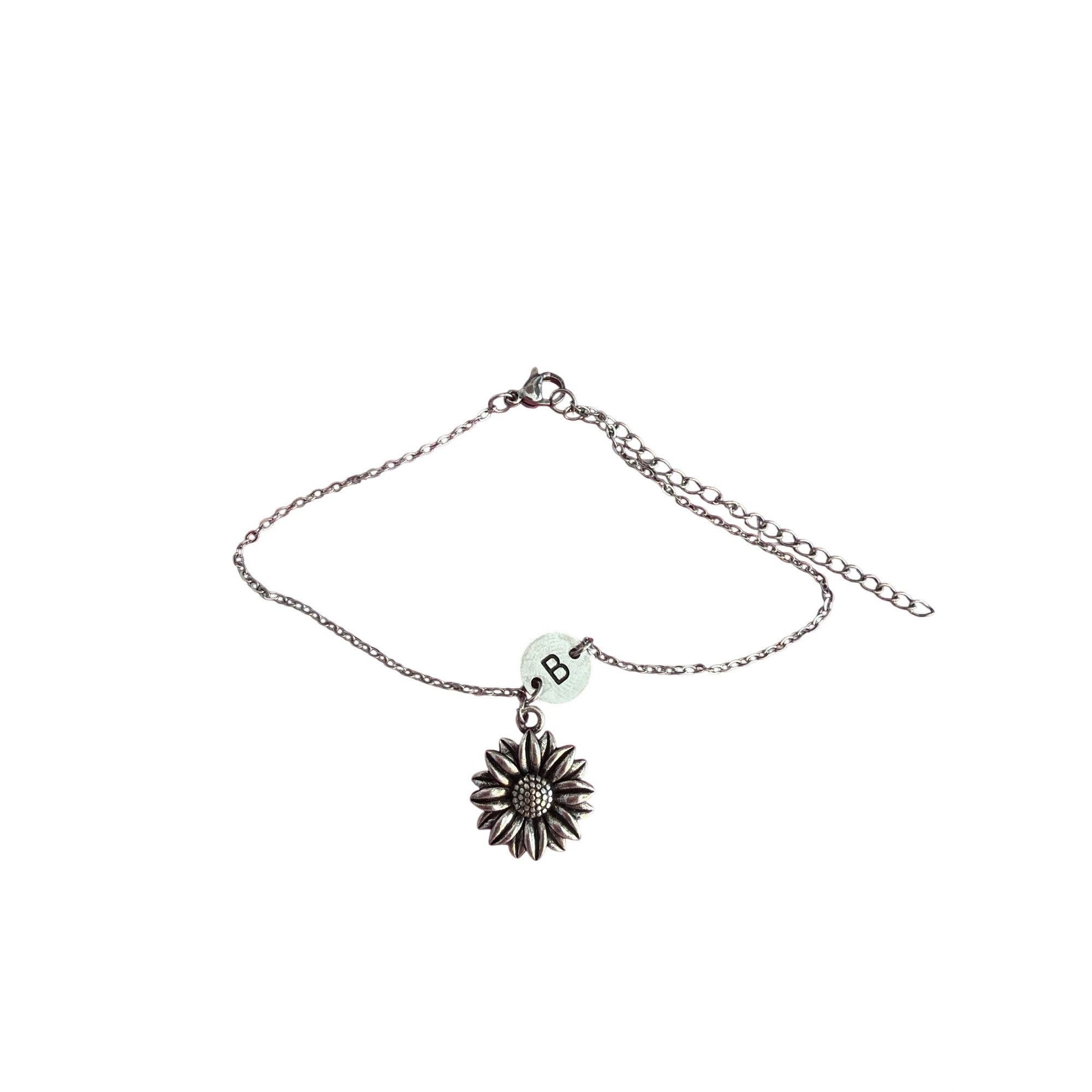 Other Sunflower Pendant Bracelet Anklet B Charm Silver Tone Flower Size ONE SIZE - 1 Thumbnail