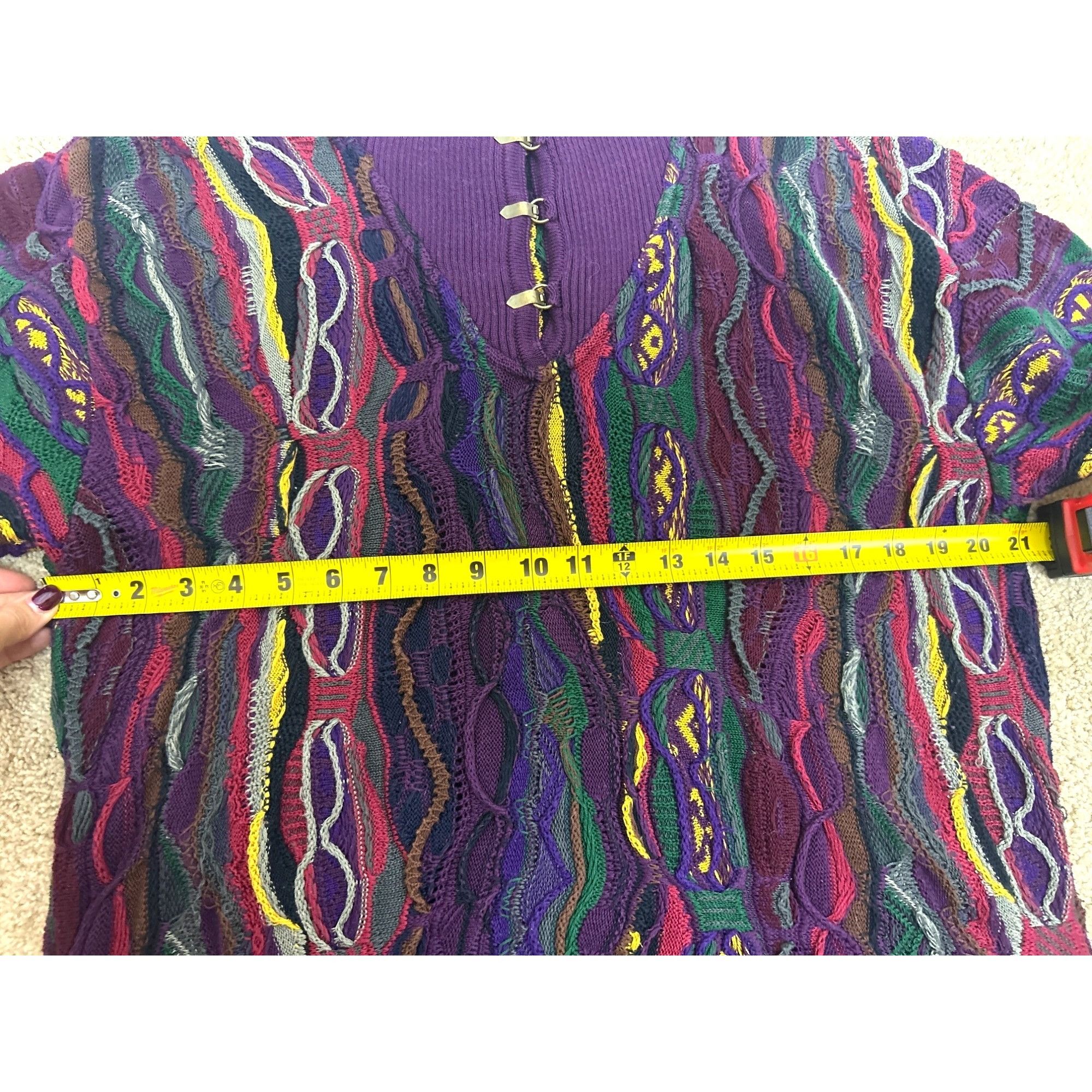 Coogi Rare Coogi Purple Multi Sweater 90's Metal Clasp Nec Size US M / EU 48-50 / 2 - 13 Thumbnail