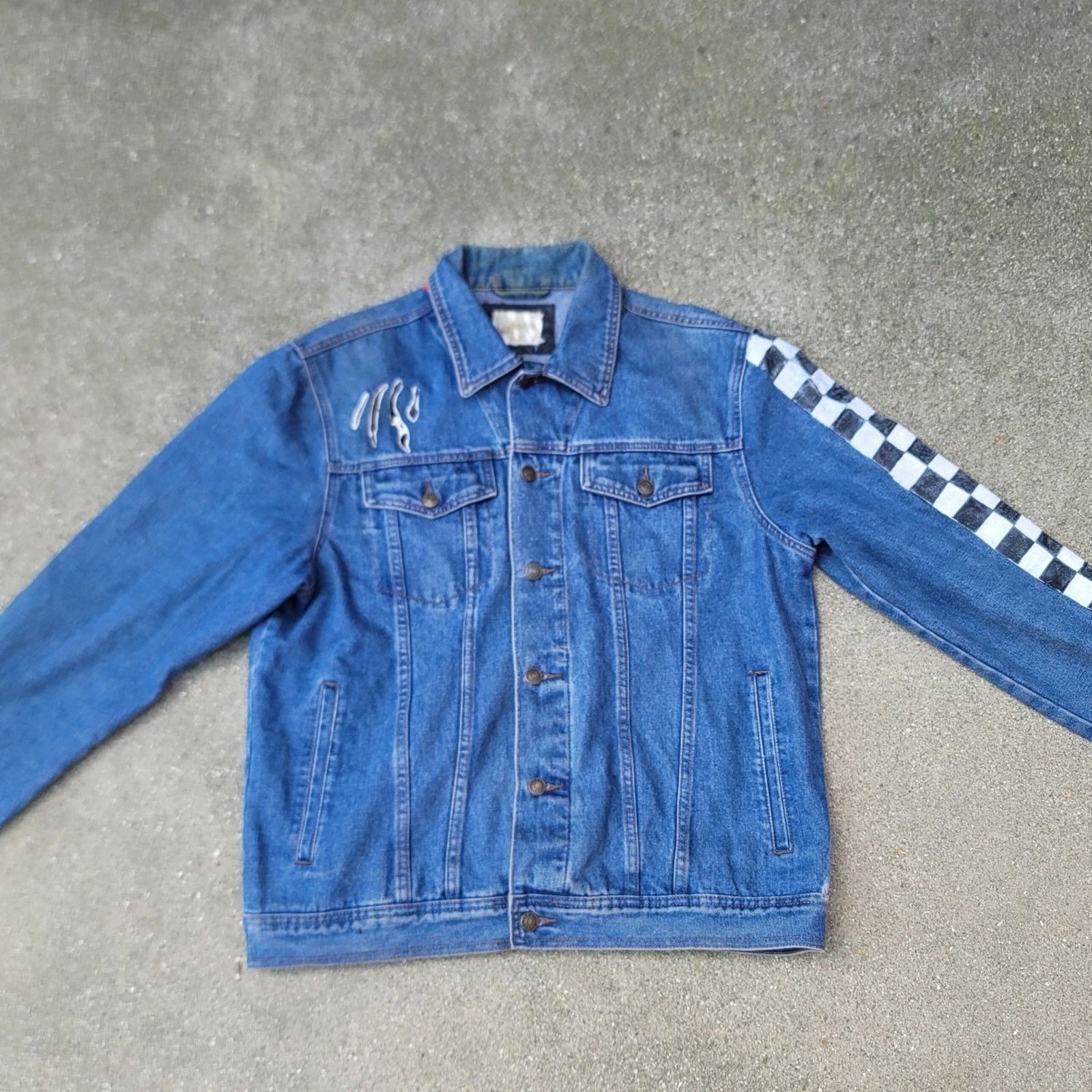 Handmade Vtg Oscar Jeans Custom Hand Painted Denim Jacket Size US XL / EU 56 / 4 - 5 Thumbnail