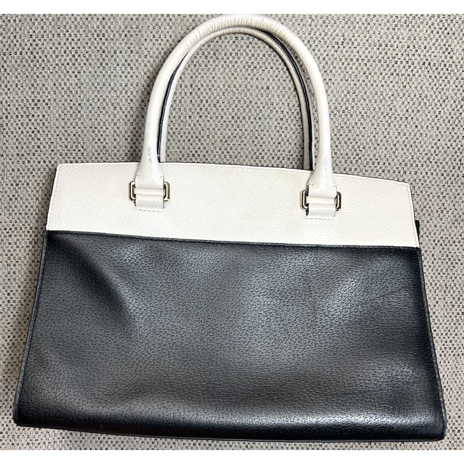 Vintage kate spade new york Satchel Women Medium Leather Grove Street Caley Navy Blue Black Zip Top Handle Bag Size ONE SIZE - 3 Thumbnail