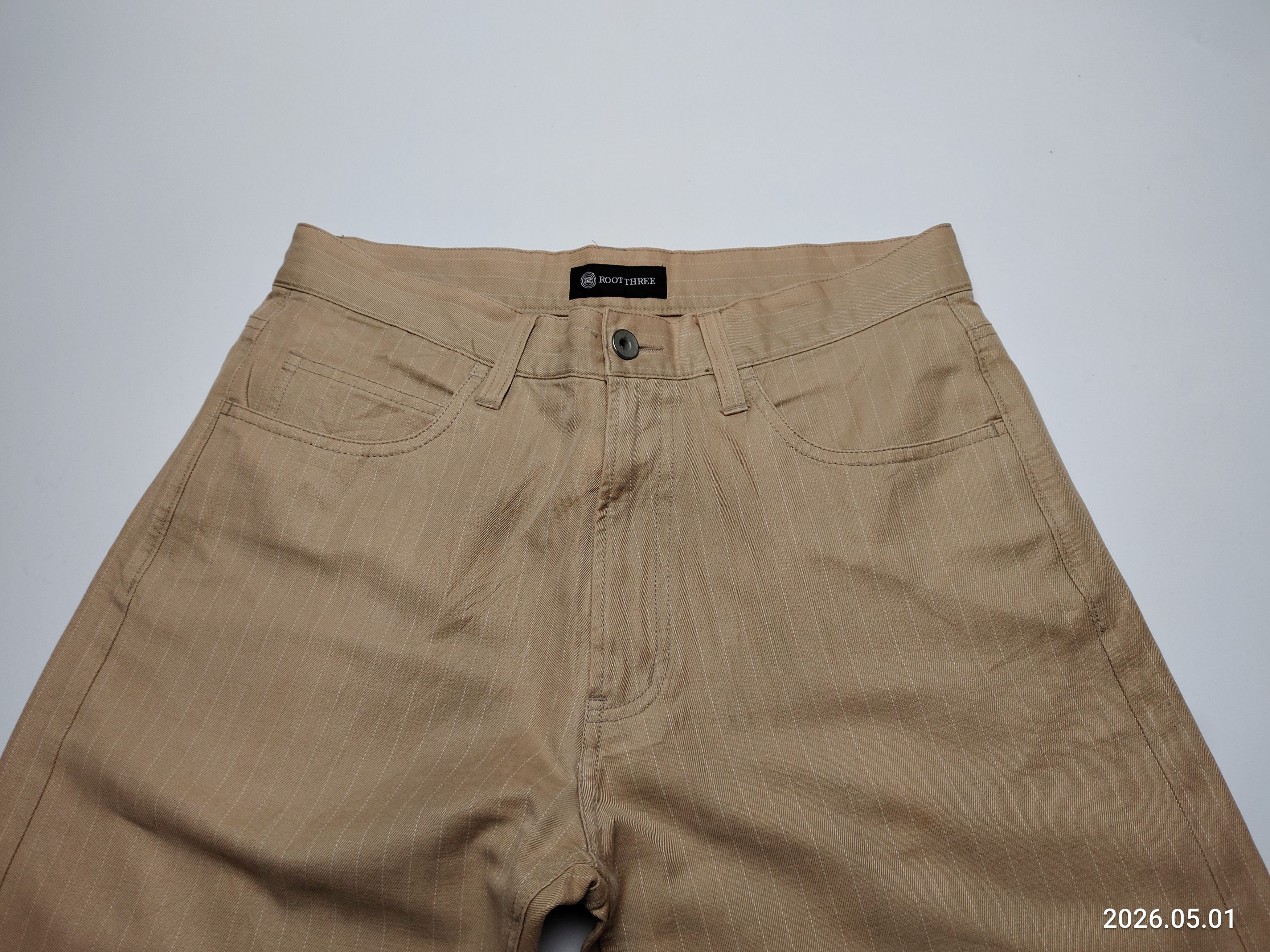 Japanese Brand ROOT THREE Heavy Cotton STRIPE FLARE CHINO PANTS JEANS Size US 29 - 2 Thumbnail