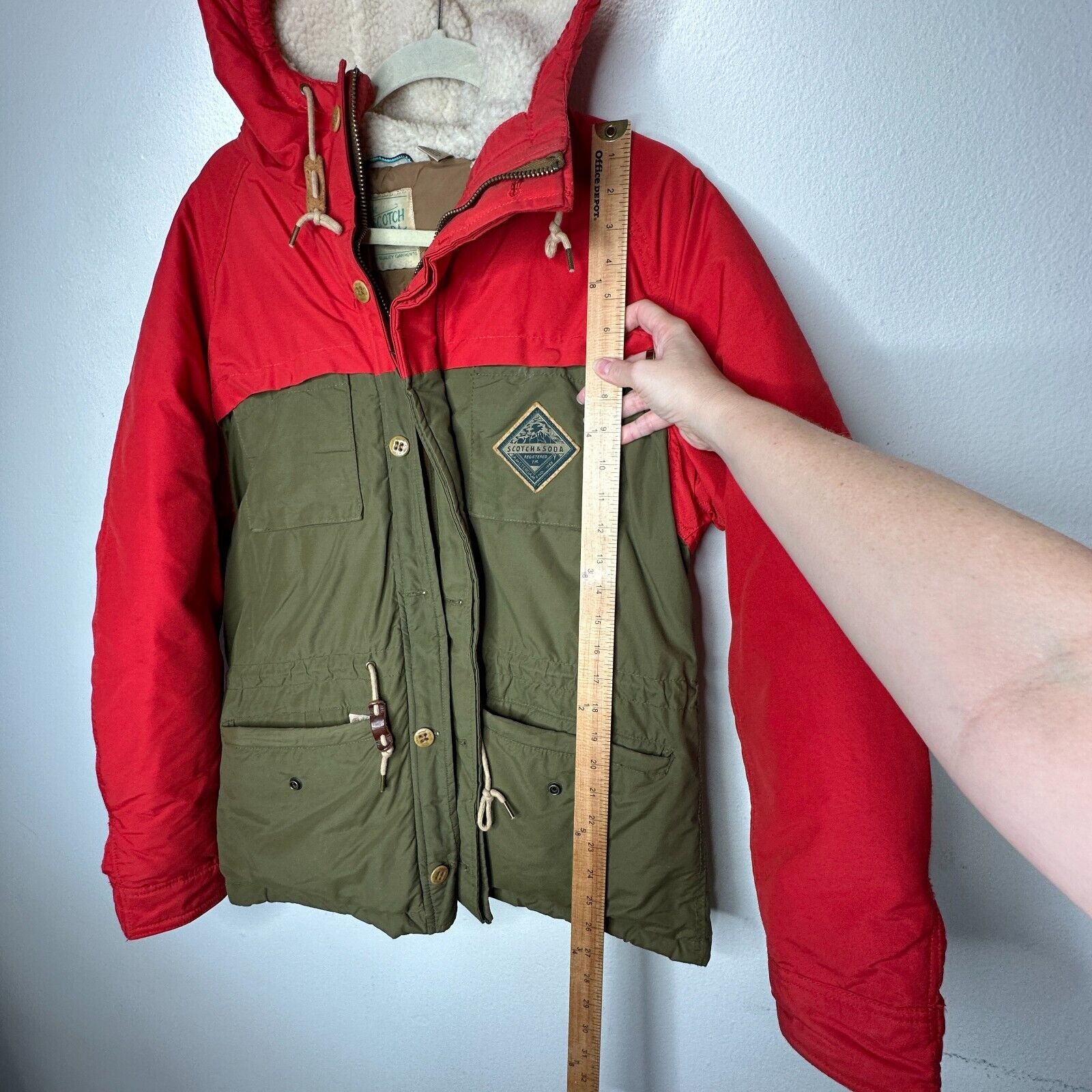 Scotch & Soda Scotch & Soda Olive & Red Front Zip Hooded Heavy Jacket M Size M / US 6-8 / IT 42-44 - 15 Thumbnail