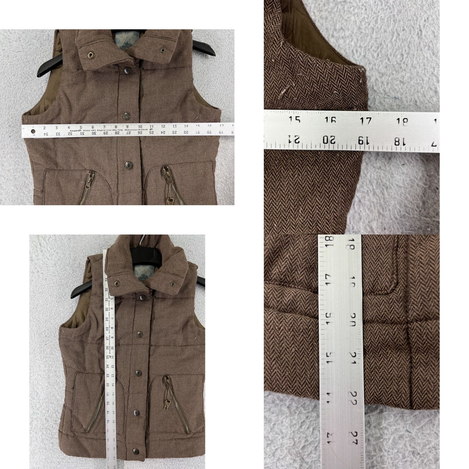 BB Dakota BB Dakota Vest Women Small Brown Wool Blend Herringbone Casual Fall Outdoor Sleeveless Size S / US 4 / IT 40 - 8 Thumbnail