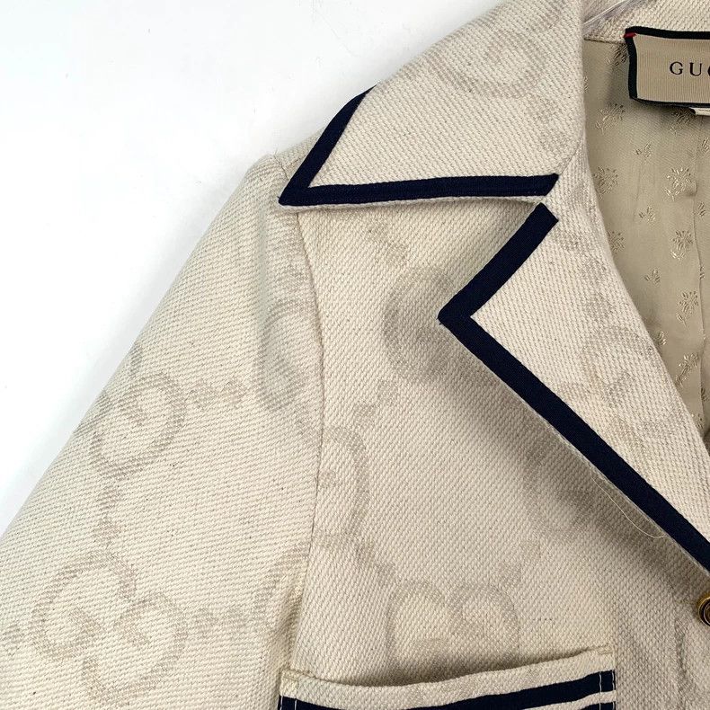 Gucci Gucci Size 38 Beige double G dark pattern full print cotton Size US XS / EU 42 / 0 - 3 Thumbnail