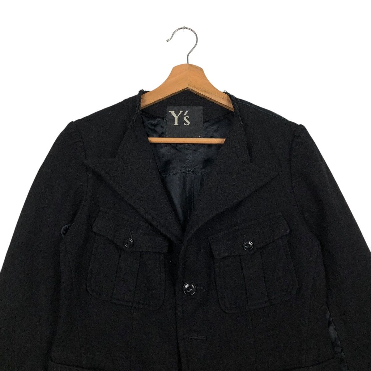 Yohji Yamamoto 🔥RICH BLACK CROPPED WOOL JACKET WORKER Y’S YOHJI YAMAMOTO Size M / US 6-8 / IT 42-44 - 3 Thumbnail