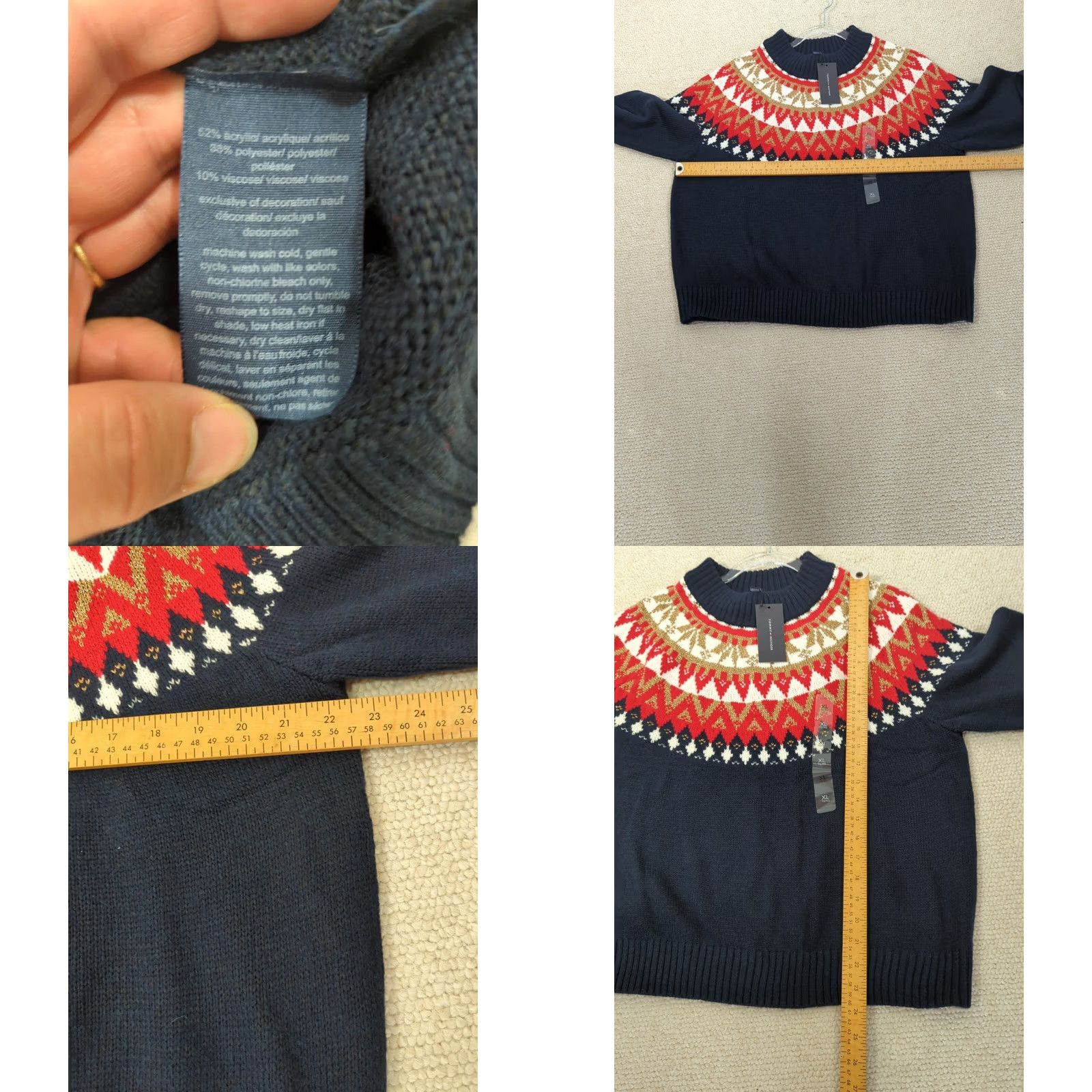 Tommy Hilfiger VINTAGE Tommy Hilfiger Nordic Fair Aisle Crew Sweater Womens Blue XL Size XL / US 12-14 / IT 48-50 - 8 Thumbnail