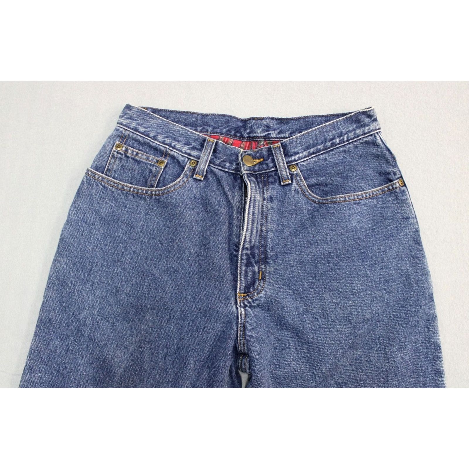 Vintage LL Bean Jeans Womens 10 Petite Relaxed Fit Flannel Lined Pants Blue Solid Denim Size 32" / US 10 / IT 46 - 4 Thumbnail
