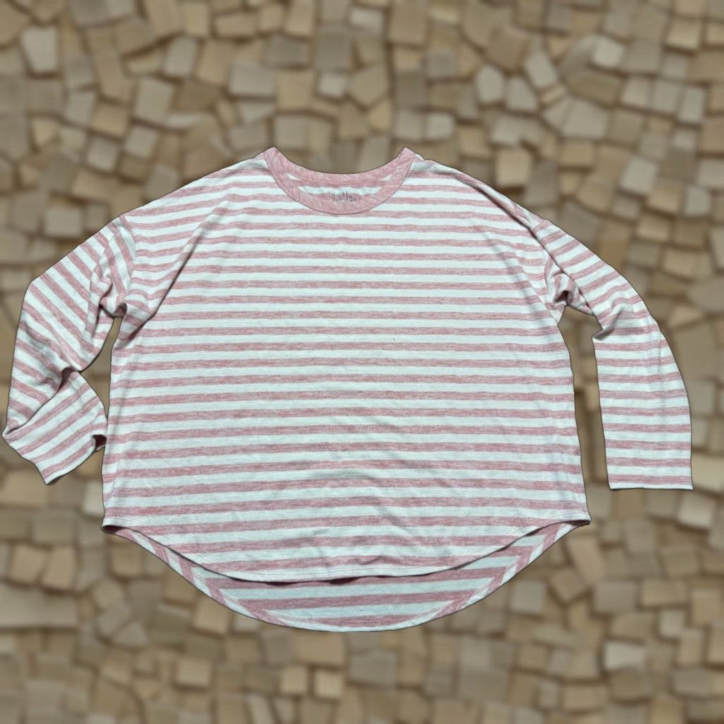 Vintage Time & Tru Shirt Women's XL Pink White Striped Long Sleeve Shirt Size XL / US 12-14 / IT 48-50 - 1 Thumbnail