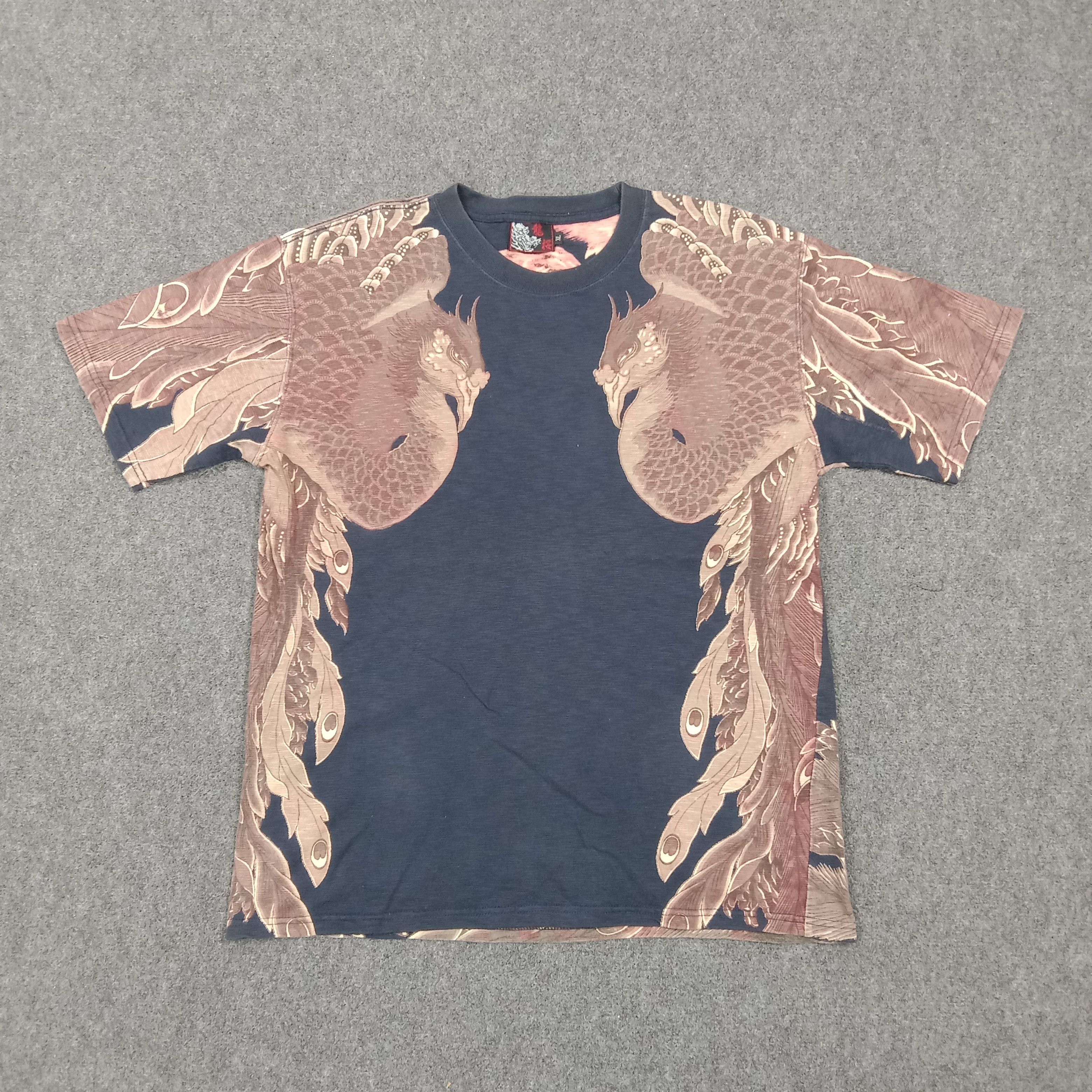 Japanese Brand Ryuzakura Japanese Phoenix Sukajan Style Tshirt C276N25 Size US L / EU 52-54 / 3 - 1 Thumbnail