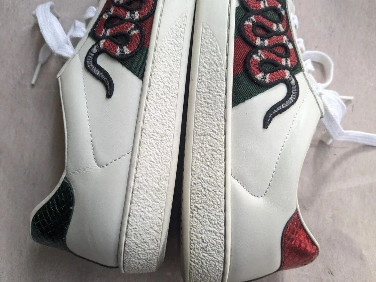 Gucci Gucci Ace Snake White 9 Leather Low Tops Size US 9 / EU 42 - 8 Thumbnail