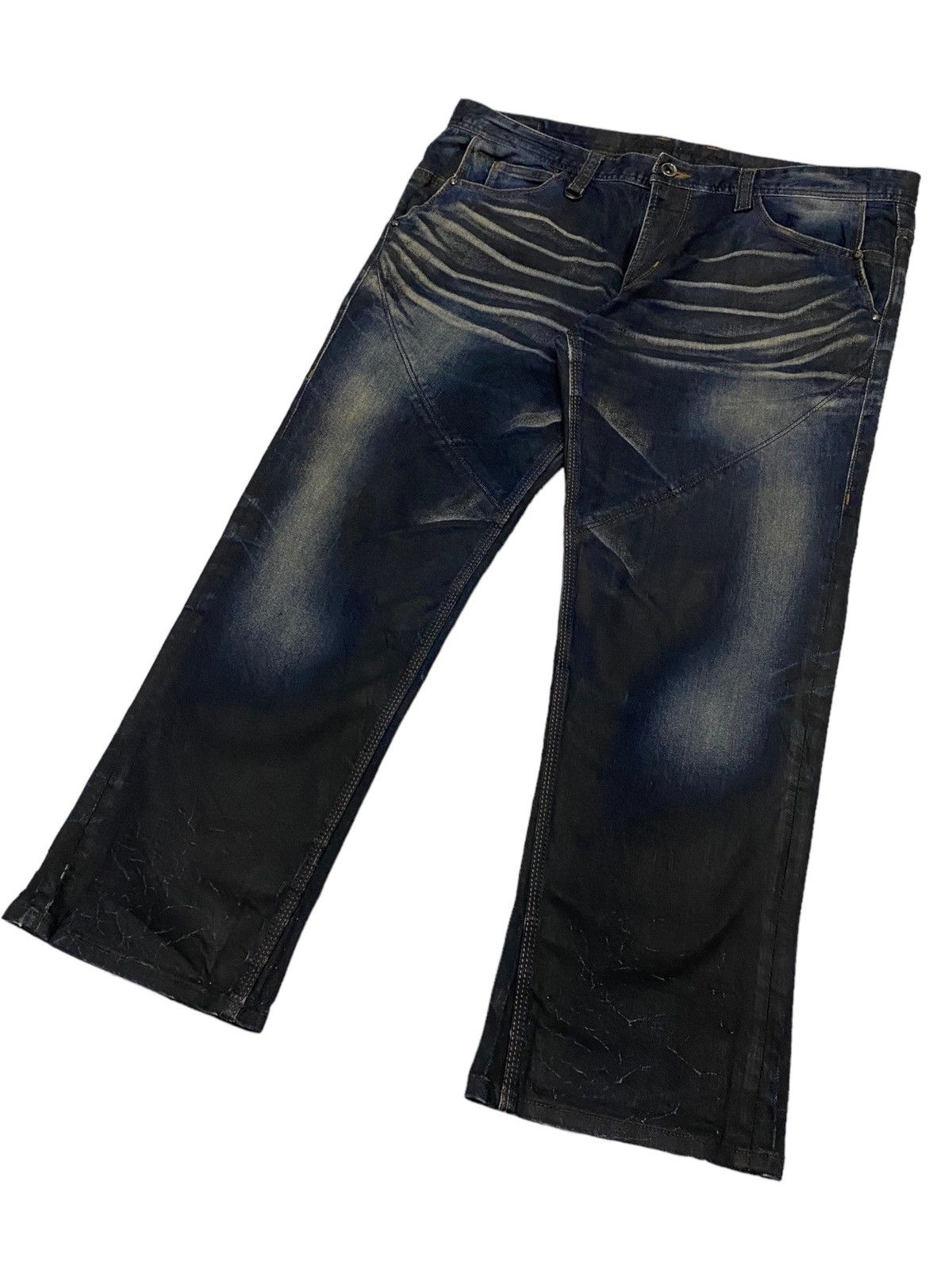 If Six Was Nine × Le Grande Bleu (L.G.B.) × Nicole Club Nicole Club Jean Big Size Double Pocket Art Mud Washed Wax Size US 38 / EU 54 - 2 Thumbnail