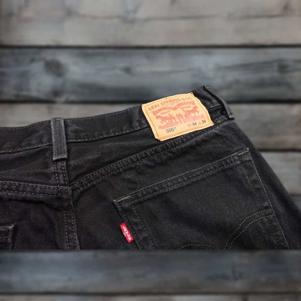 Levi's Levi's 505 Jeans Mens 34x34 Black Straight Leg Denim Classic USA Style Size US 34 / EU 50 - 1 Thumbnail