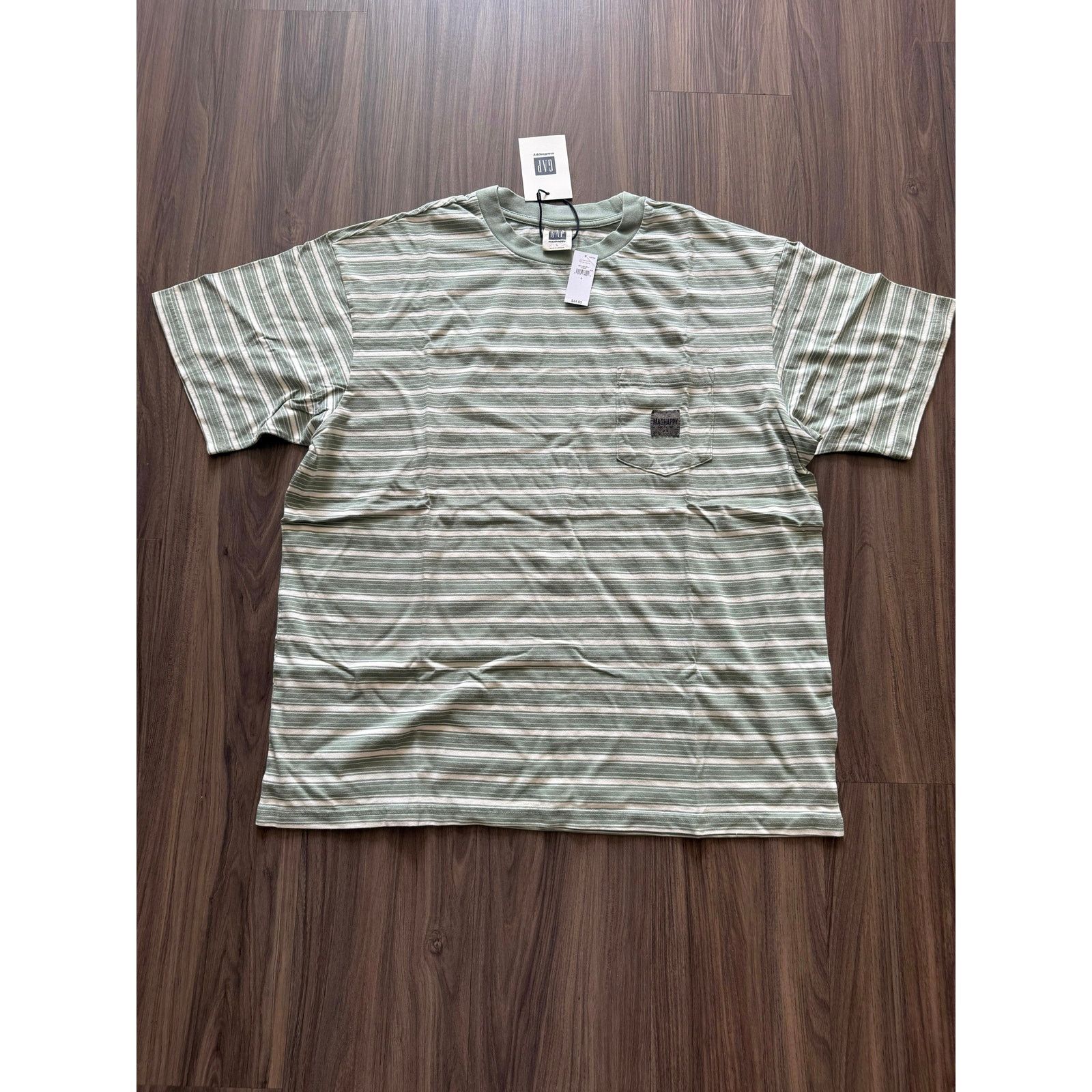 Gap Gap x Madhappy Stripe Pocket Tee Sage Green NWT Size US L / EU 52-54 / 3 - 1 Thumbnail