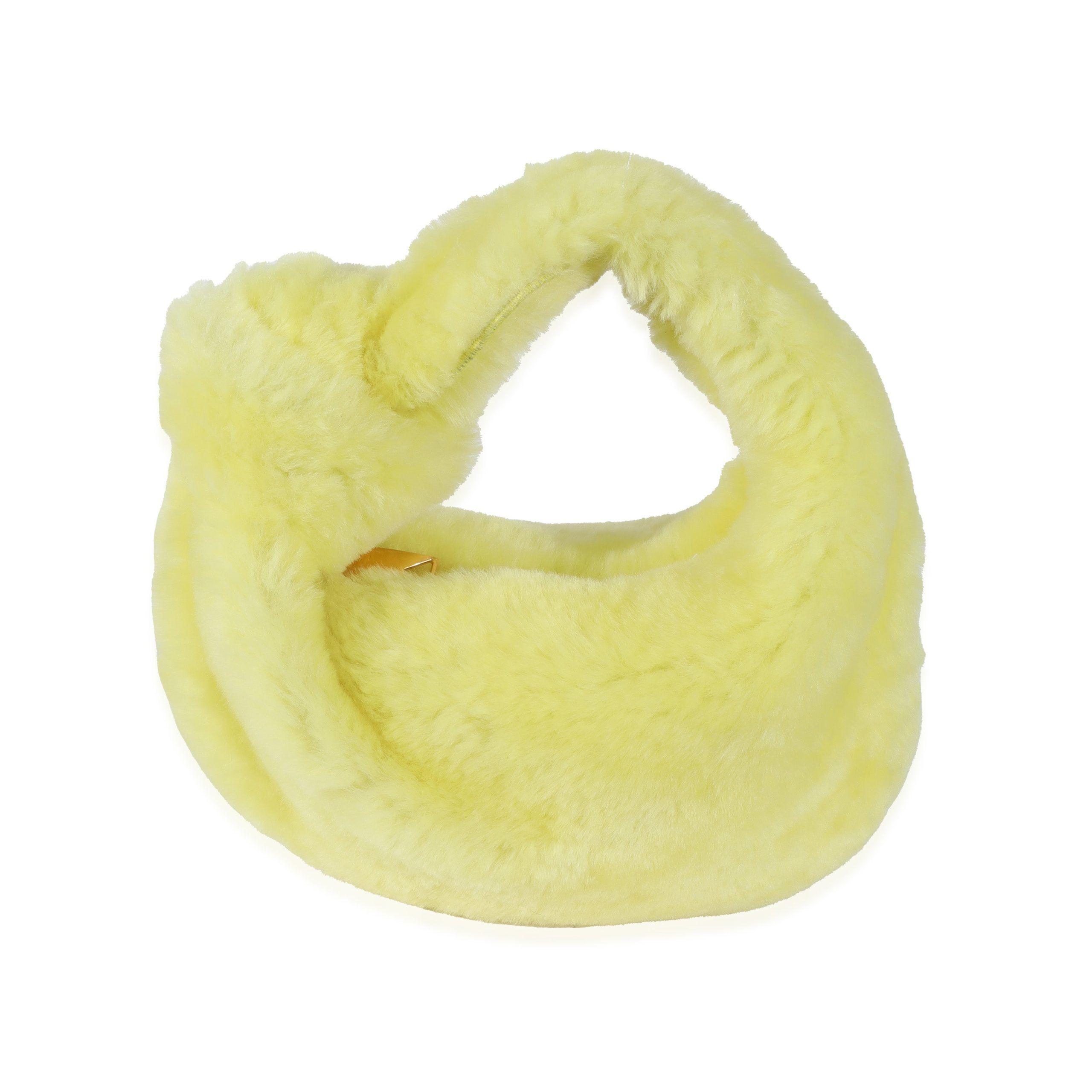 image of Bottega Veneta Pale Yellow Shearling Mini Jodie, Women's