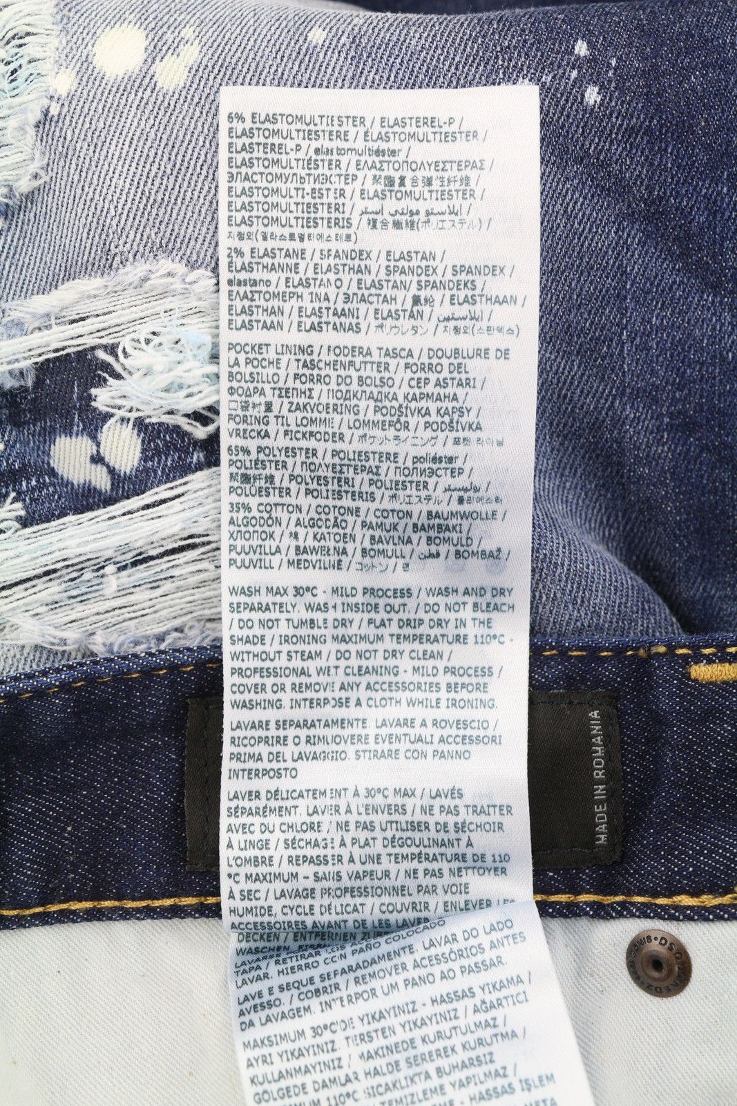 Dsquared2 COOL GUY 42 Blue Tapered Distress Splatter Jeans 86716 Size US 32 / EU 48 - 8 Thumbnail