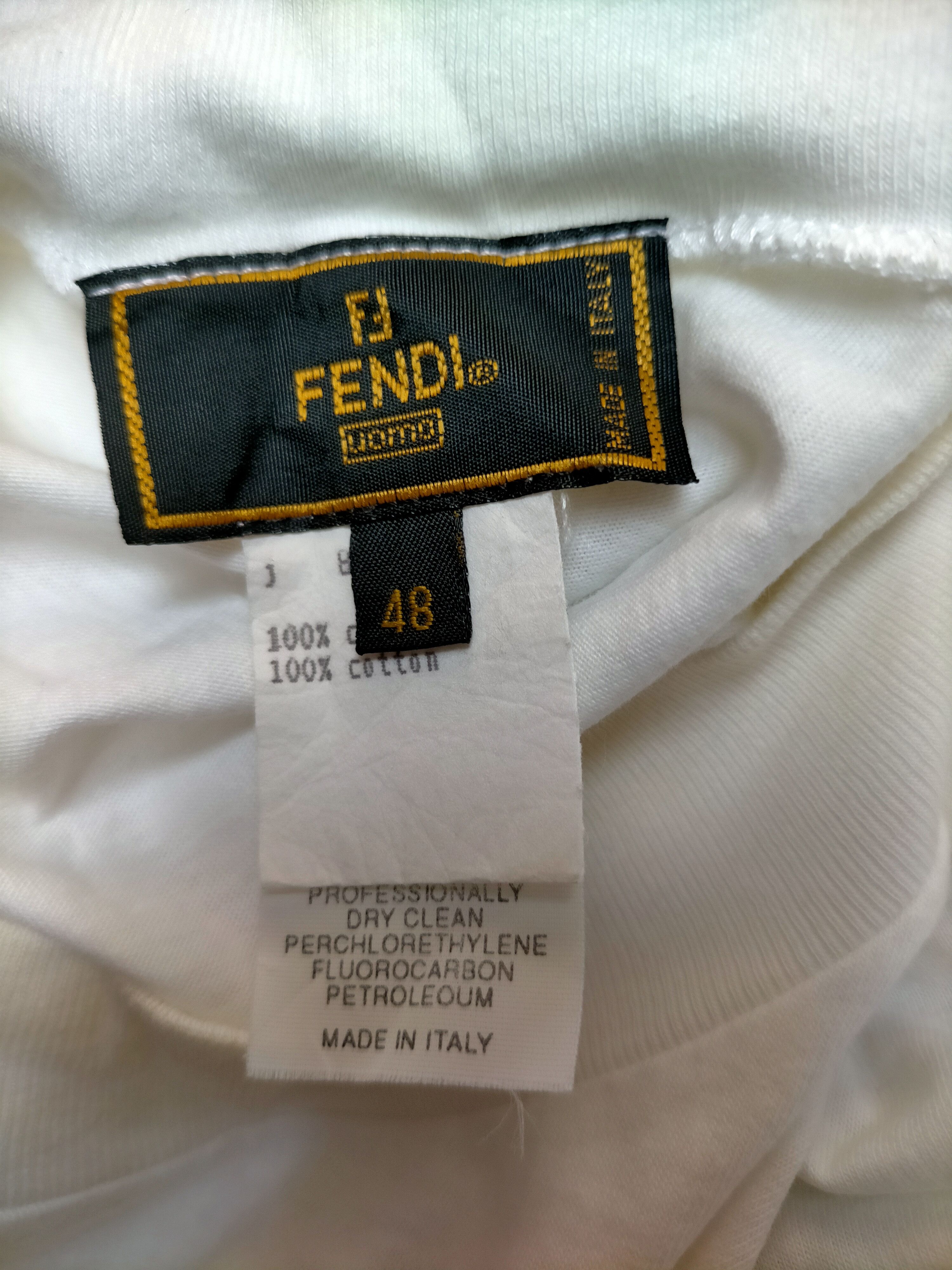 Fendi Fendi Made in italy Side Tape White Tee Size US L / EU 52-54 / 3 - 15 Thumbnail