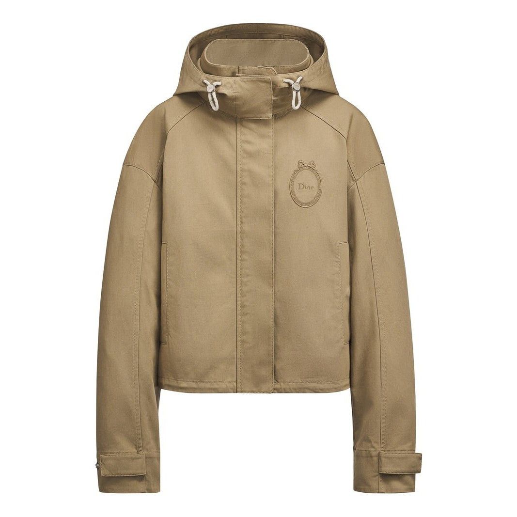 Dior $5300 Medaillon Beige Cotton Hooded Jacket New (Women's, Women's