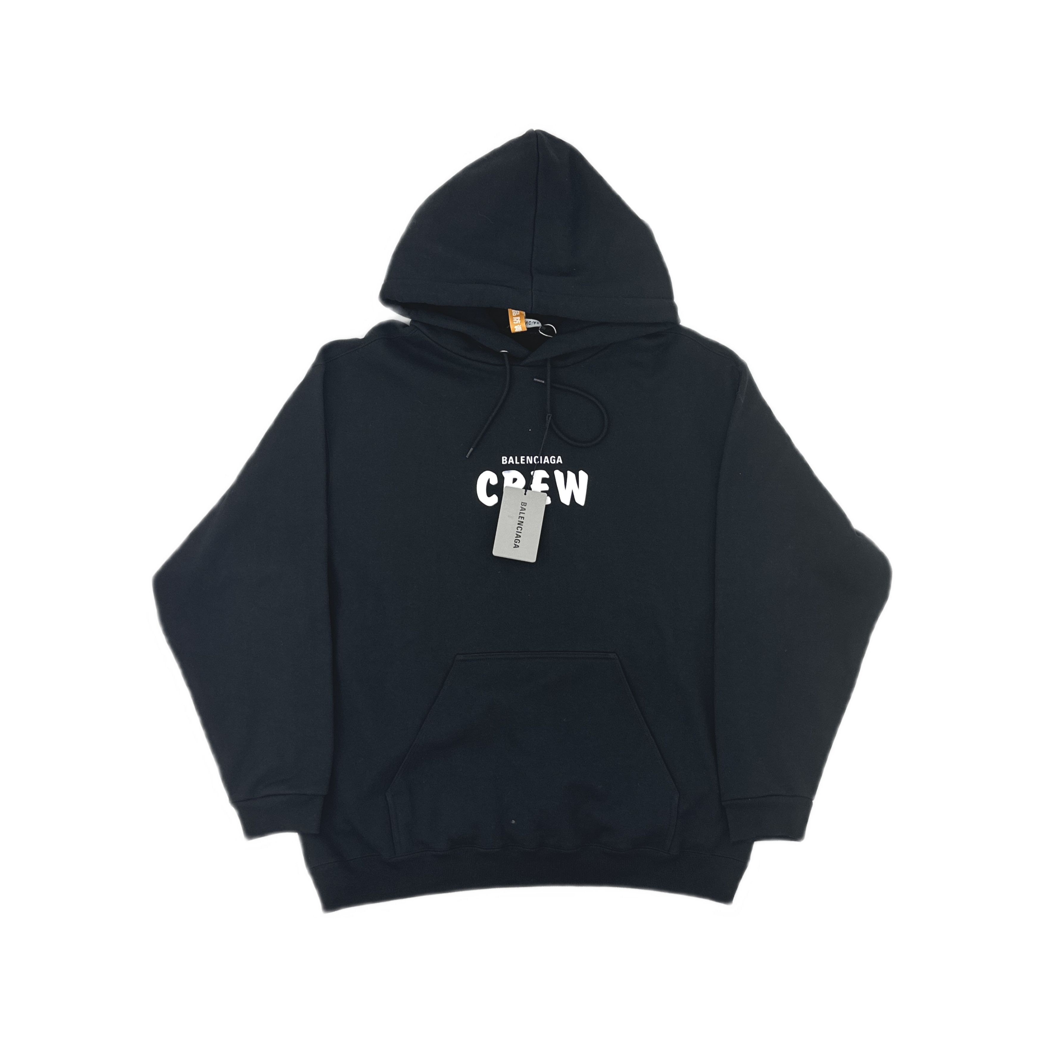 Balenciaga Balenciaga Crew Logo Spellout Black Hoodie | Grailed