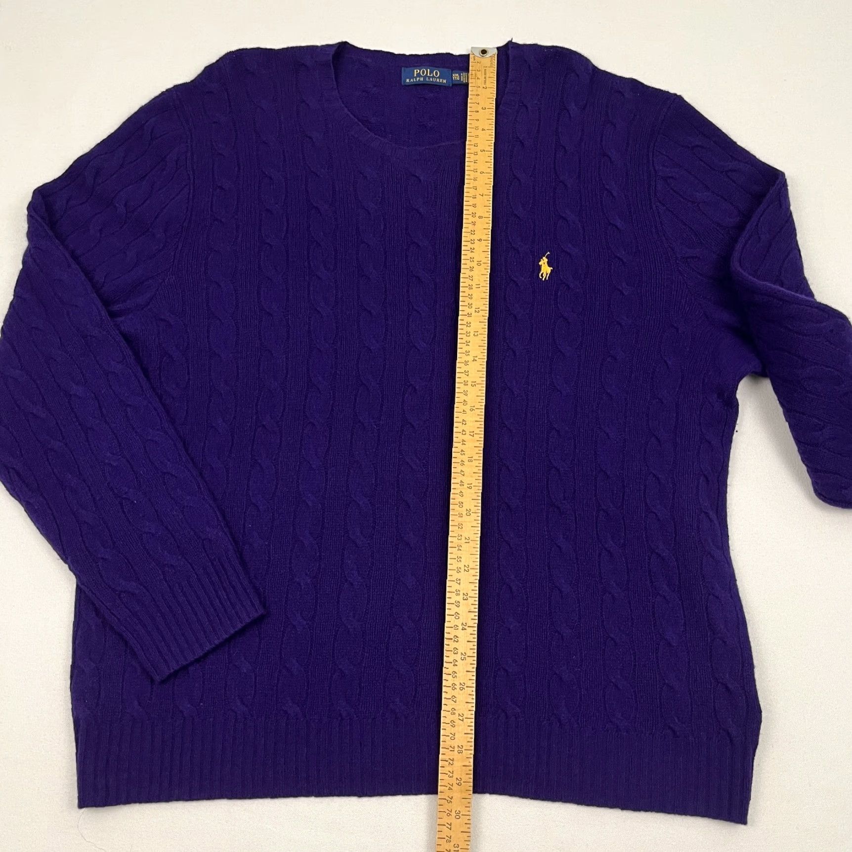 Polo Ralph Lauren Polo Ralph Lauren Merino Wool Cashmere Sweater Mens 2XL Purple Cable Knit Crew Neck Pullover Size US XXL / EU 58 / 5 - 5 Thumbnail