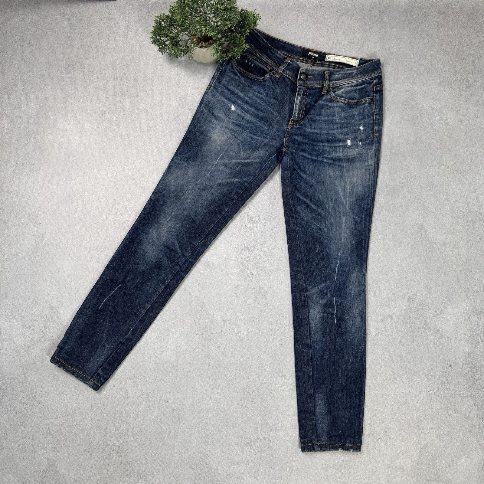 Just Cavalli Just Cavalli Women Jeans Embroidered Logo Size 28 Blue Size 28" / US 6 / IT 42 - 1 Thumbnail