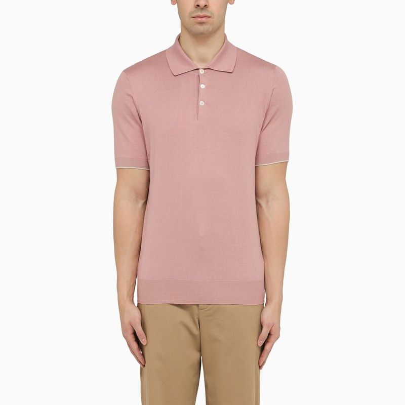 image of Brunello Cucinelli Classic Dark Blue Polo Shirt in Pink, Men's (Size XL)