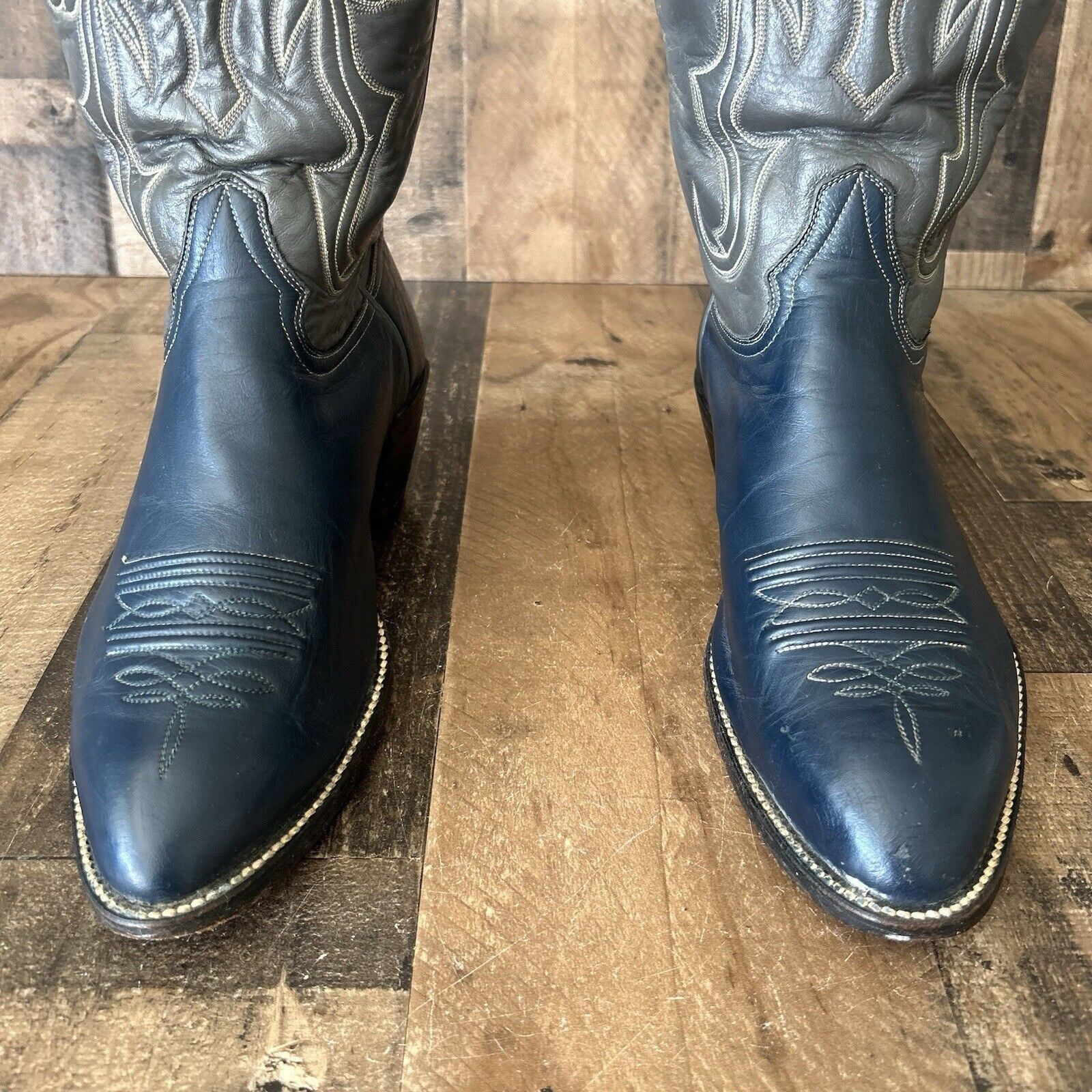 Vintage Hondo Vintage Blue Western Cowboy Boots Mens 9.5 EEE Size US 9.5 / EU 42-43 - 8 Thumbnail