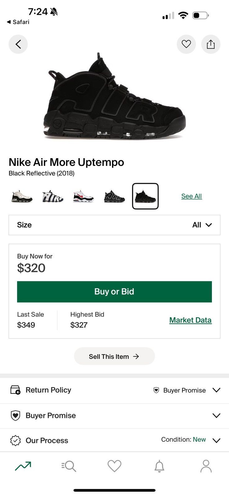 Nike Nike Air More Uptempo Black Reflective (2018) Men's Size US 11.5 / EU 44-45 - 9 Thumbnail