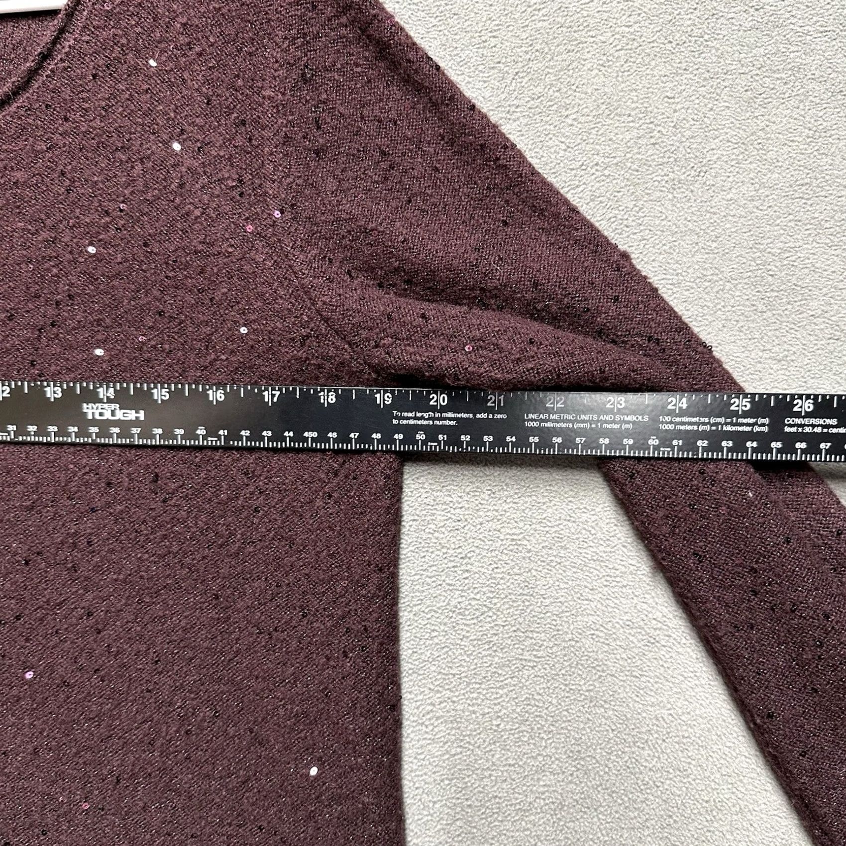Apt. 9 Apt. 9 Sweater Womens Large Maroon Sequin Roll Neck Long Sleeve Knit EUC Size L / US 10 / IT 46 - 7 Thumbnail