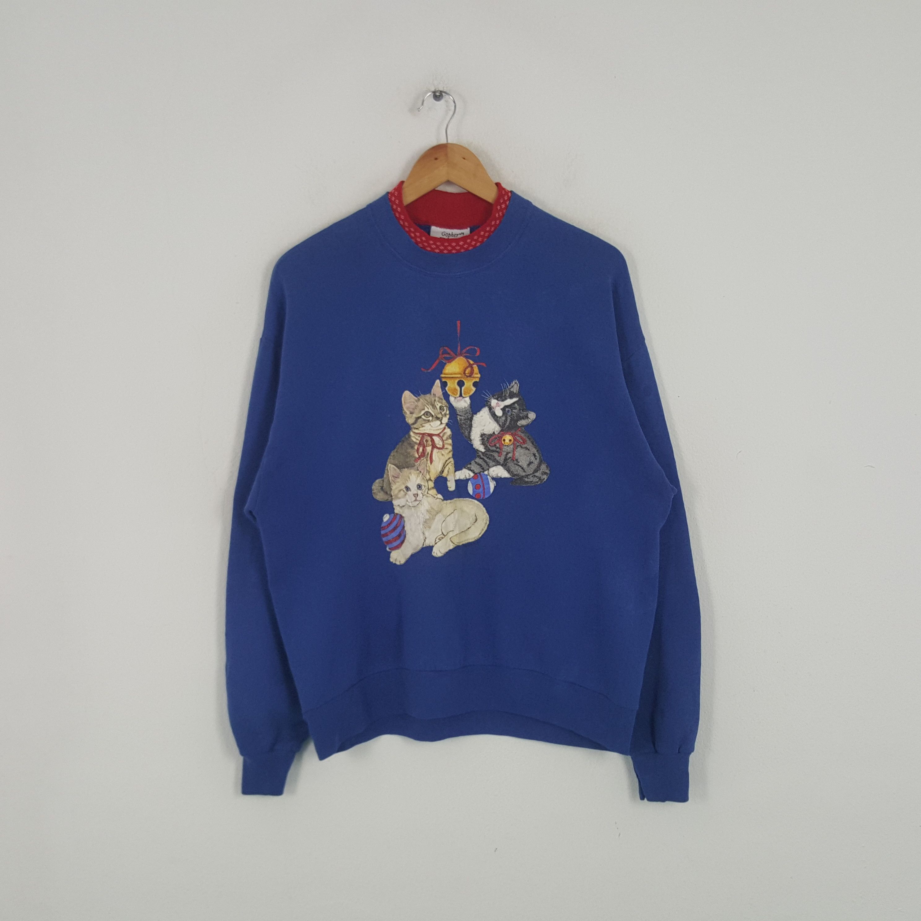 Vintage Vintage Gopher 90’s “Kittens” Christmas American Sweatshirt Size US M / EU 48-50 / 2 - 1 Thumbnail