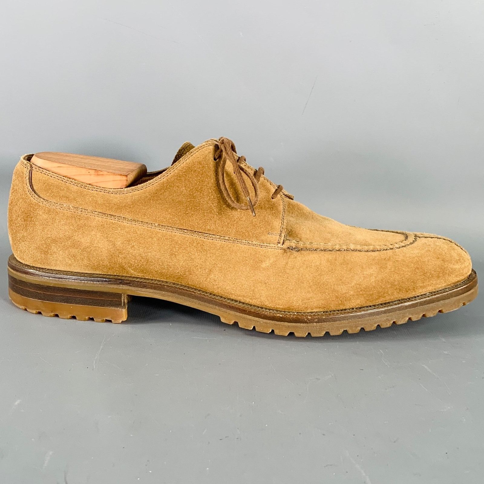 Gravati GRAVATI Size 12 Tan Suede Split Toe Derby Lace-Up Shoes Size US 12 / EU 45 - 2 Thumbnail