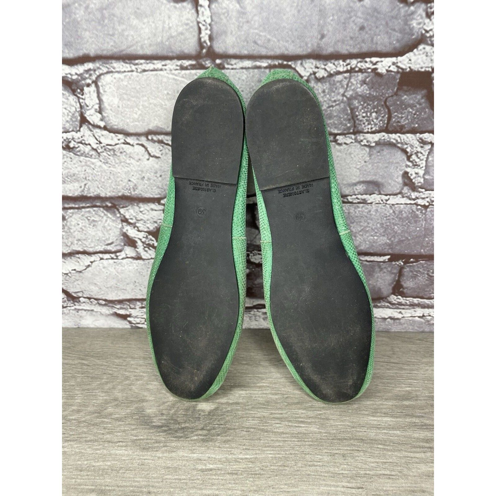 Other London Sole Green Leather Animal Print FRANCE Ballet Flats W Size US 8.5 / IT 38.5 - 10 Thumbnail