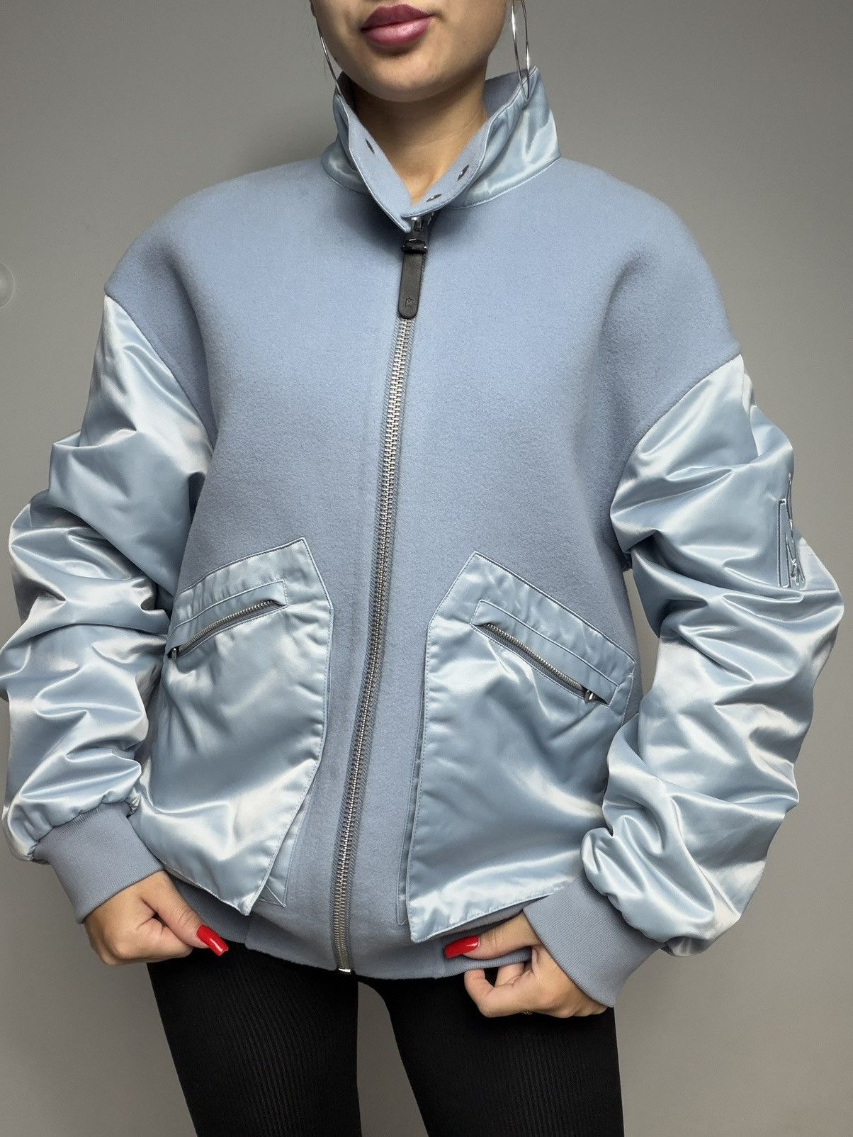 Mackage Mackage Monreal Wool Cashmere Bomber Baby Blue Women’s Size S / US 4 / IT 40 - 7 Thumbnail