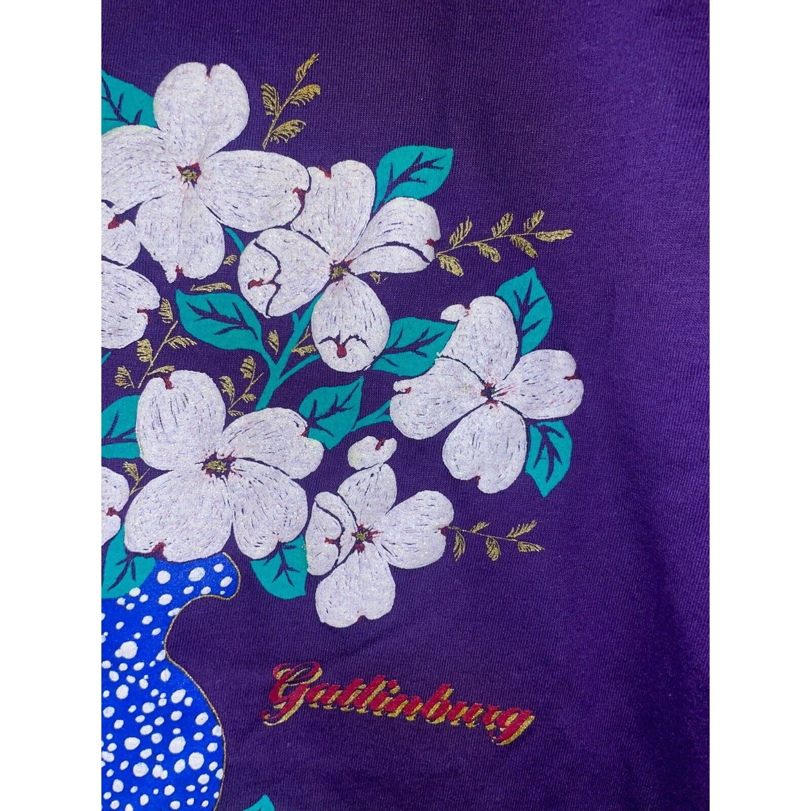 Jerzees Vintage Gatlinburg Shirt Tee TN Flower Purple Vase VTG 90s L Size US L / EU 52-54 / 3 - 3 Thumbnail