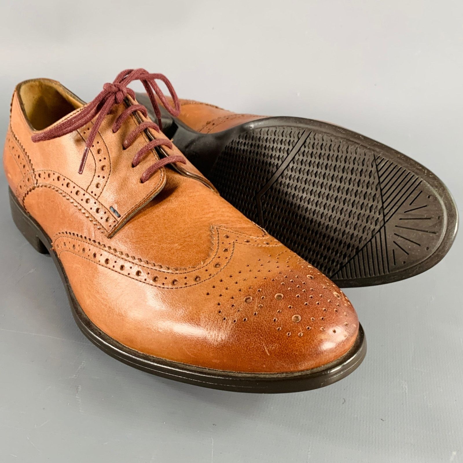 Paul Smith Size 8 Panorama Tan Perforated Leather Wingtip Lace-Up Shoes Size US 8 / EU 41 - 5 Thumbnail