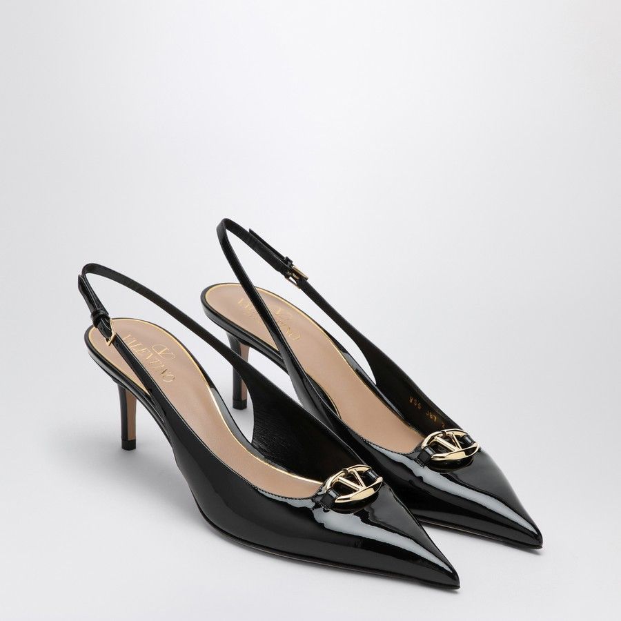 Valentino o1d2blof1024 V Logo Leather Slingback in Black Size US 7 / IT 37 - 2 Thumbnail