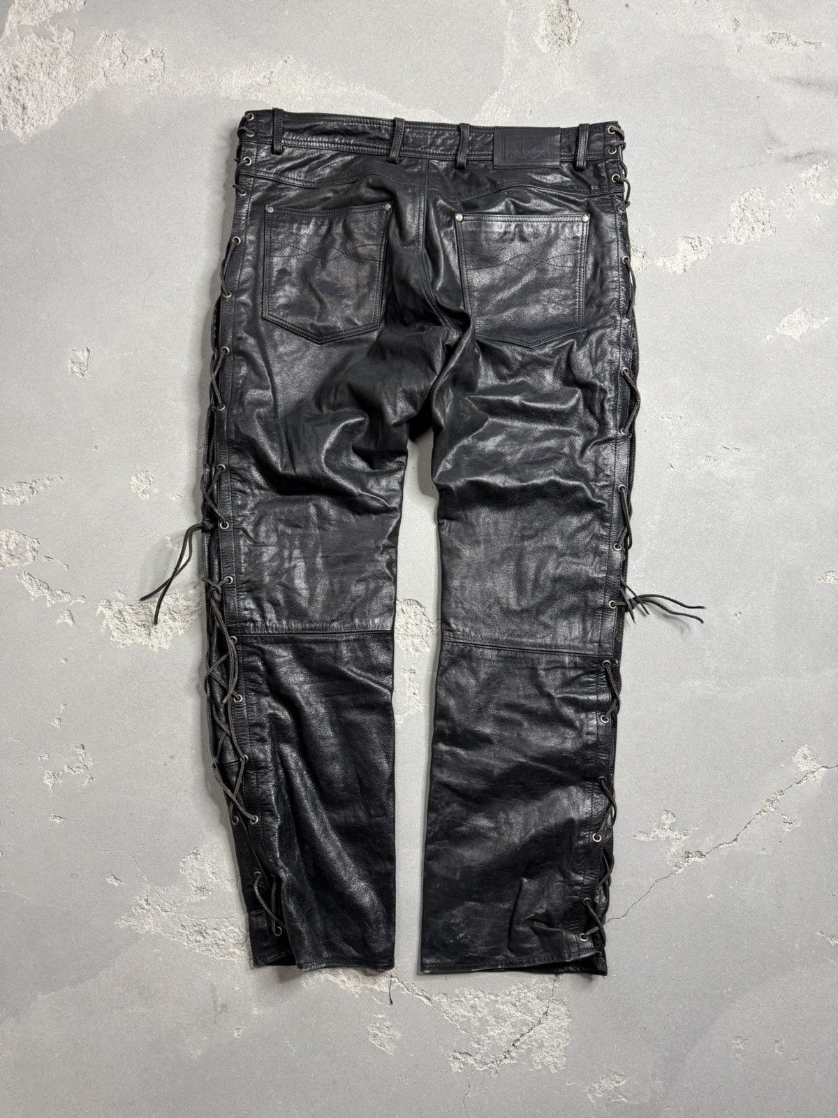 Japanese Brand Vintage Leather Pants Japan Hype Travis Scott Y2K Style Size US 38 / EU 54 - 4 Thumbnail